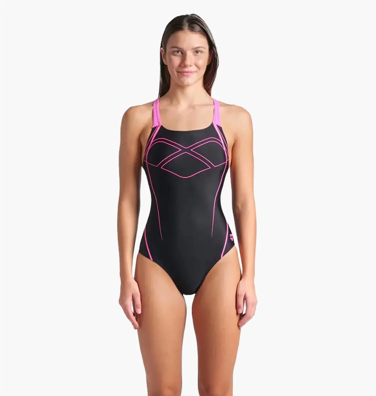 Купальник закрытый женский Arena Graphic Swimsuit Swim Pro Back Black