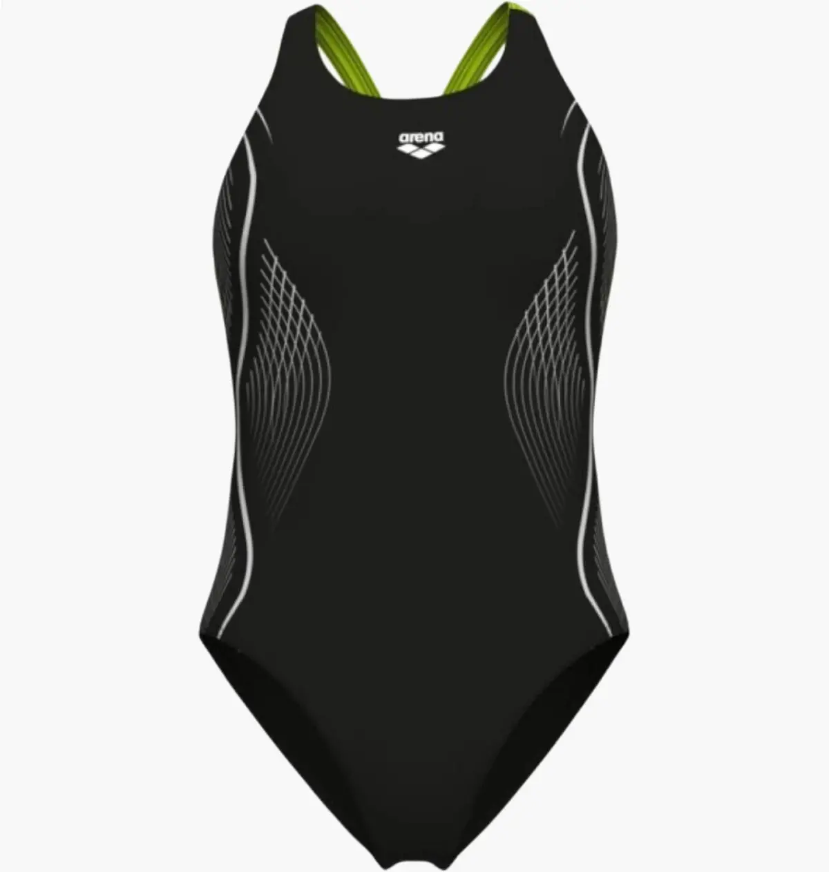 Купальник закрытый женский Arena Grid Swimsuit V Back Graphic Black