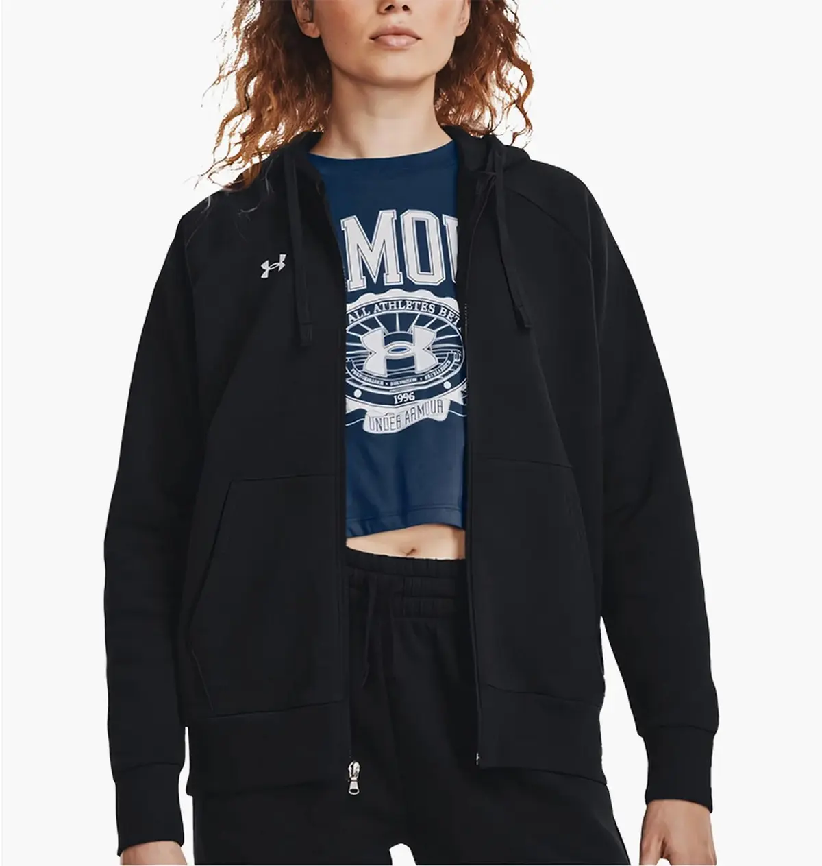 Кофта женские Under Armour Sweatshirt Ua Rival Fleece Fz Hoodie-Blk Black