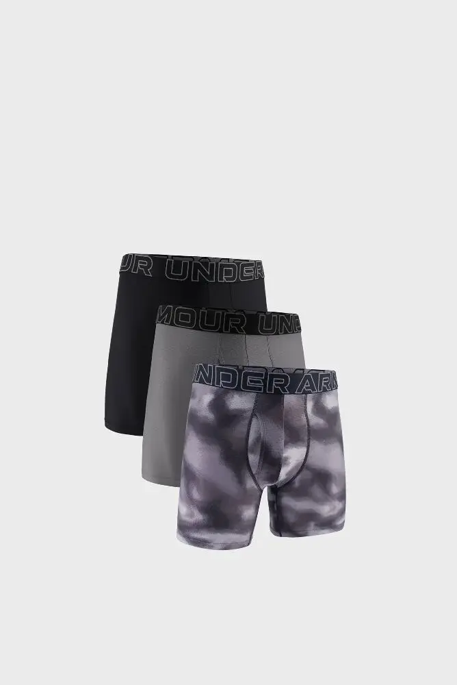 Труси чоловічі Under Armour Performance Tech Print 6In 3-Pack сірі 1383885-024