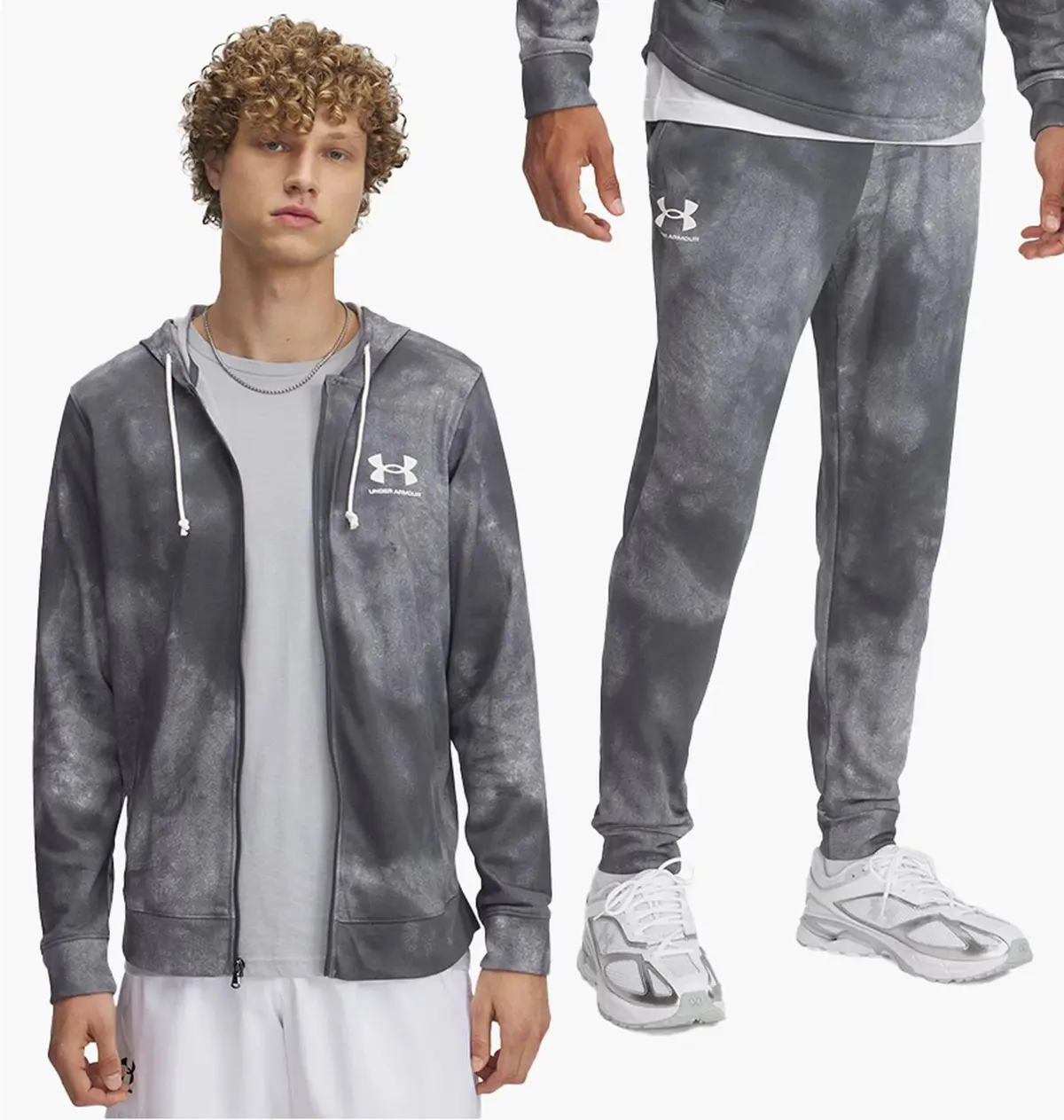 Спортивний костюм чоловічий Under Armour Rival Terry Aop Fz Q1 сірий 1390139_1390143