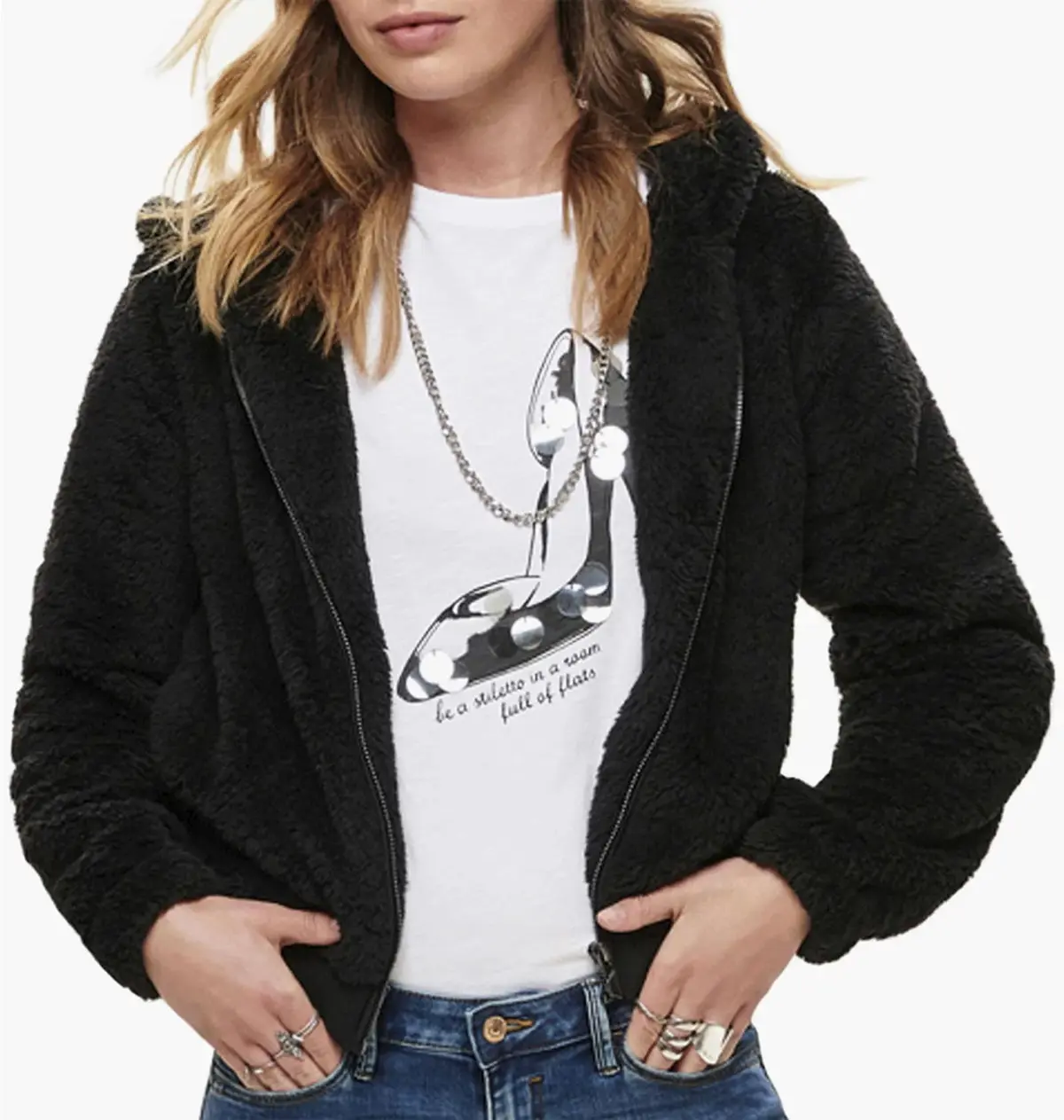 Кофта женские Only Casaco Lanna Contact Sherpa Black