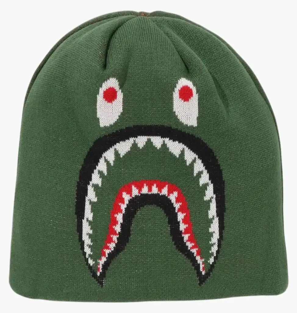 Шапка Bape A Bathing Ape Mens Goods 2Nd Shark Knit Cap Green