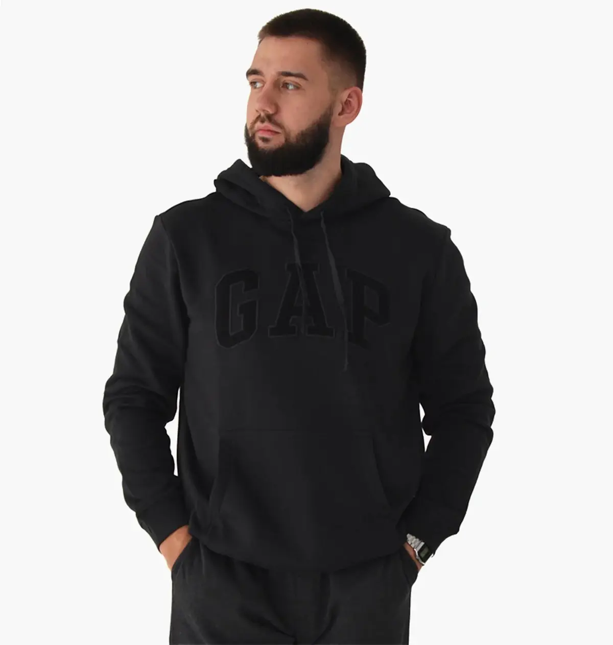 Кофта мужская Gap Logo Fleece Hoodie Moonless Night