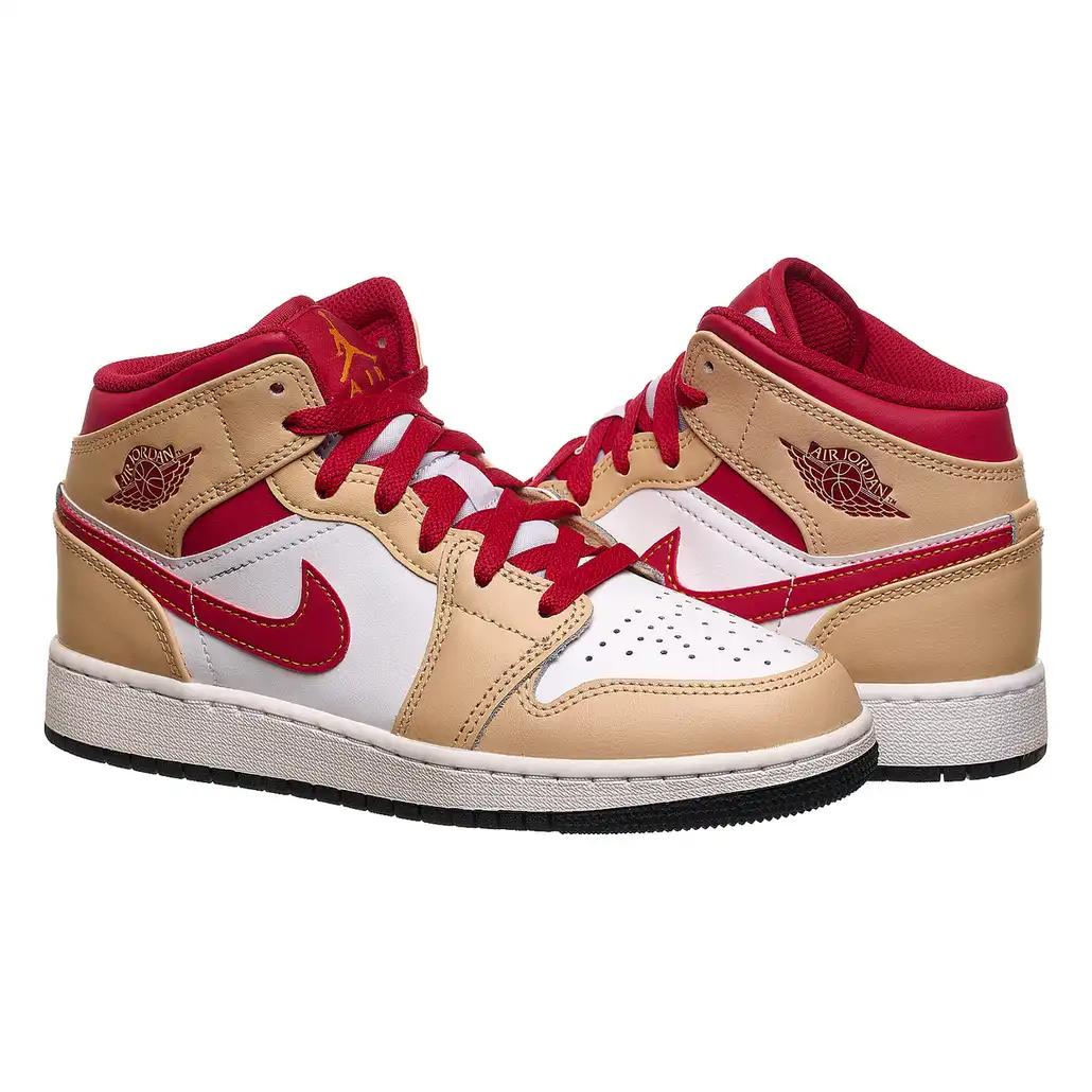 Кросівки жіночі Jordan 1 Mid Light Cardinal Curry (Gs)