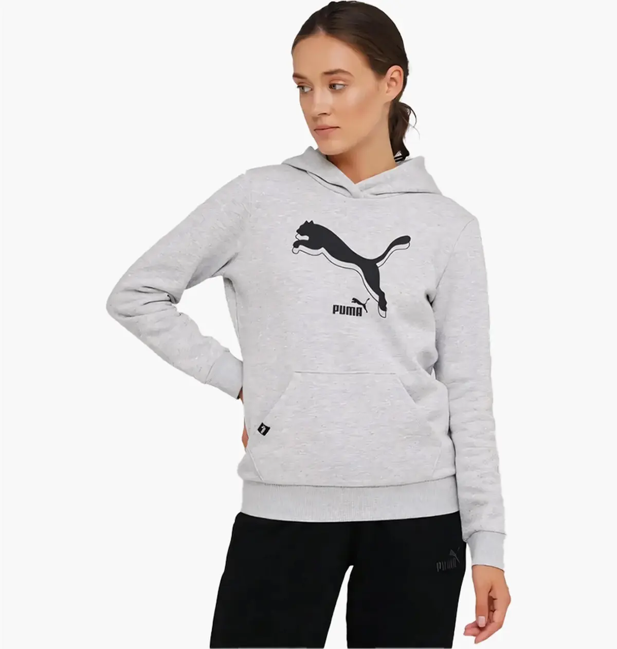 Кофта женские Puma Power Logo Fleece Hoodie Grey