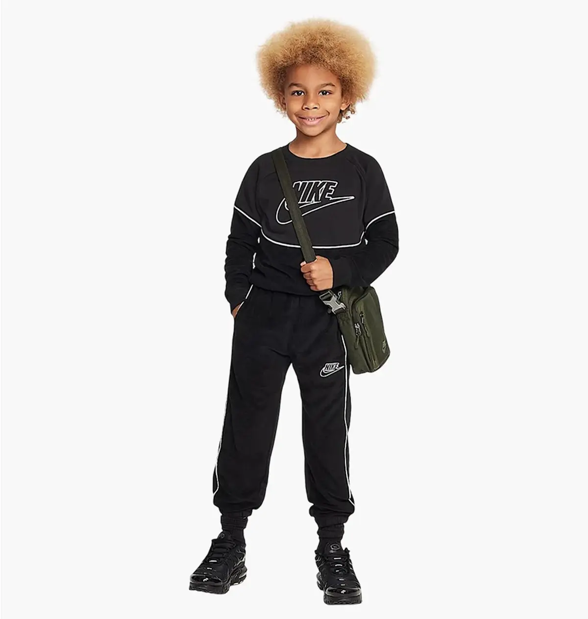 Спортивный костюм детской Nike Sportswear Amplify French Terry Crew Set Little Kids 2-Piece Set Black