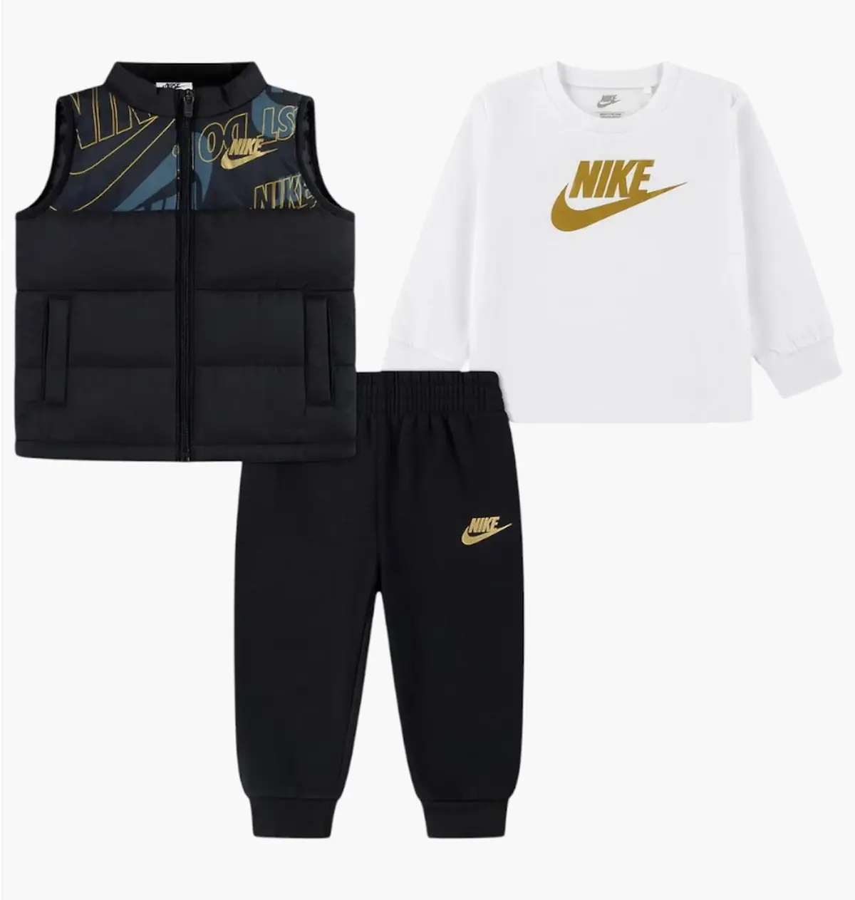 Спортивный костюм детской Nike Set - Puffer Vest/Blouse/Sweatpants Black/White