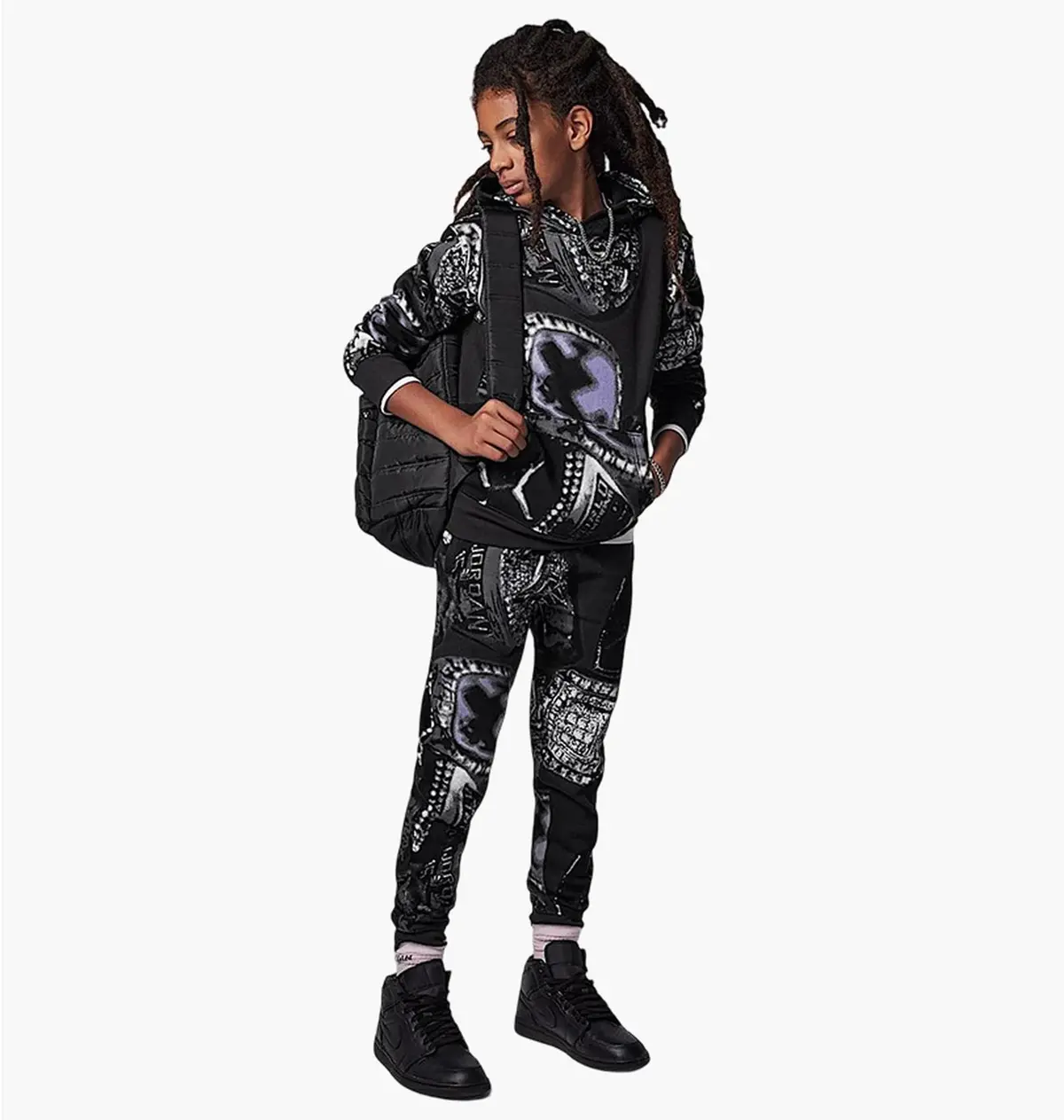 Спортивний костюм дитячий Jordan Big Kids Mj Mvp Fleece Aop Pull Black/Violet