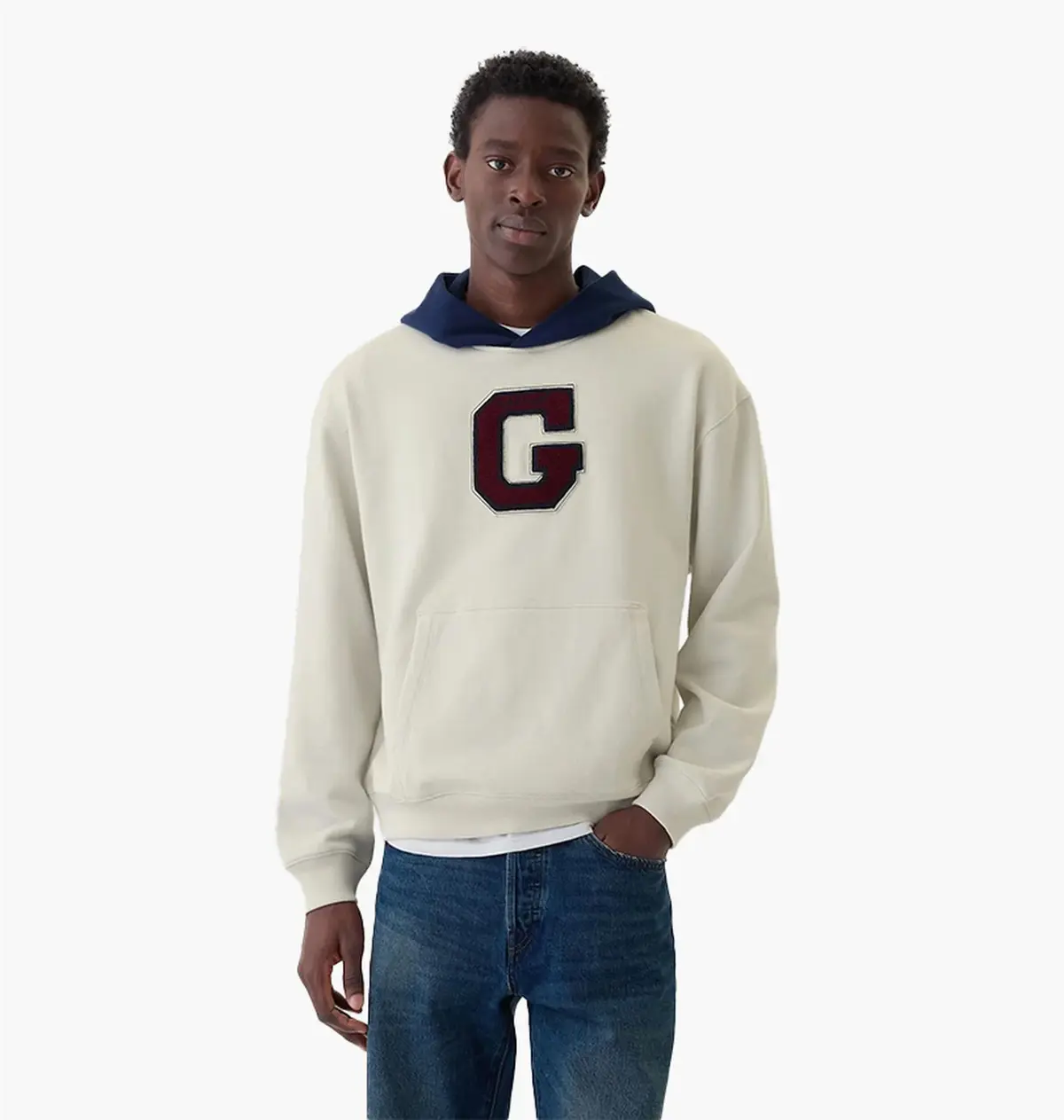 Кофта чоловіча Gap Gap Varsity Logo Hoodie White