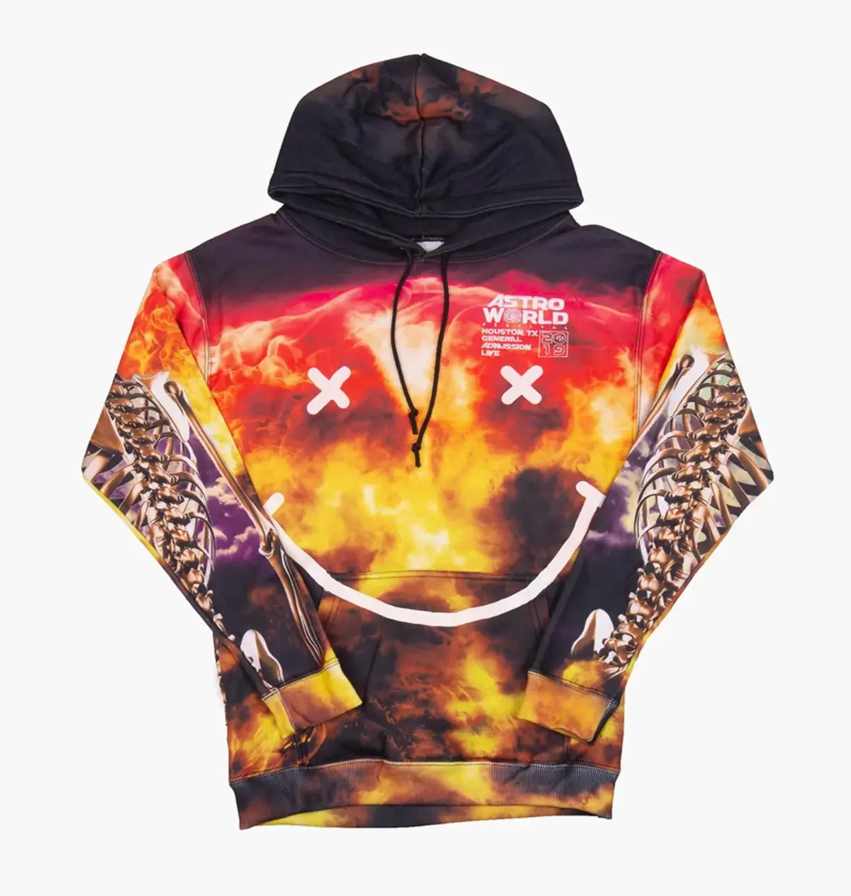 Кофта унисекс Travis Scott Skelet Astroworld Festival 2019 Skeleton Hoodie разноцветная ASTROWORLD FESTIVAL 2019 SKELETON HOODIE