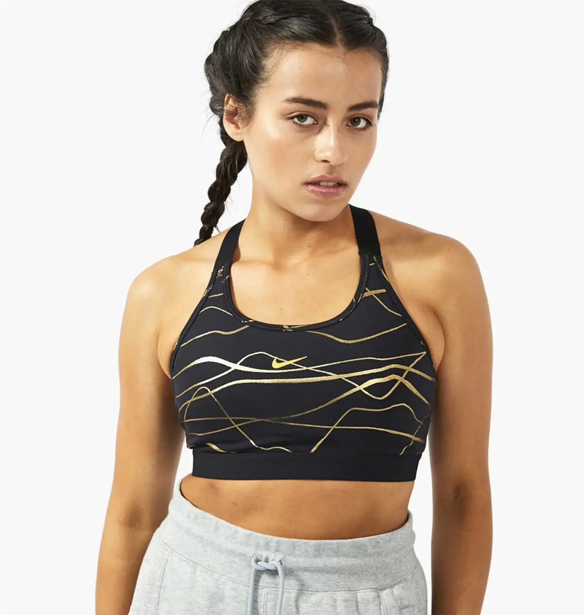 Спортивный топ женской Nike Swsh Bd Icnclsh M Aop Bra