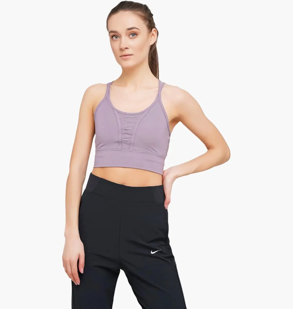 Спортивный топ женской Nike Dri-Fit Cropped Laced Training фиолетовый DA0362-531