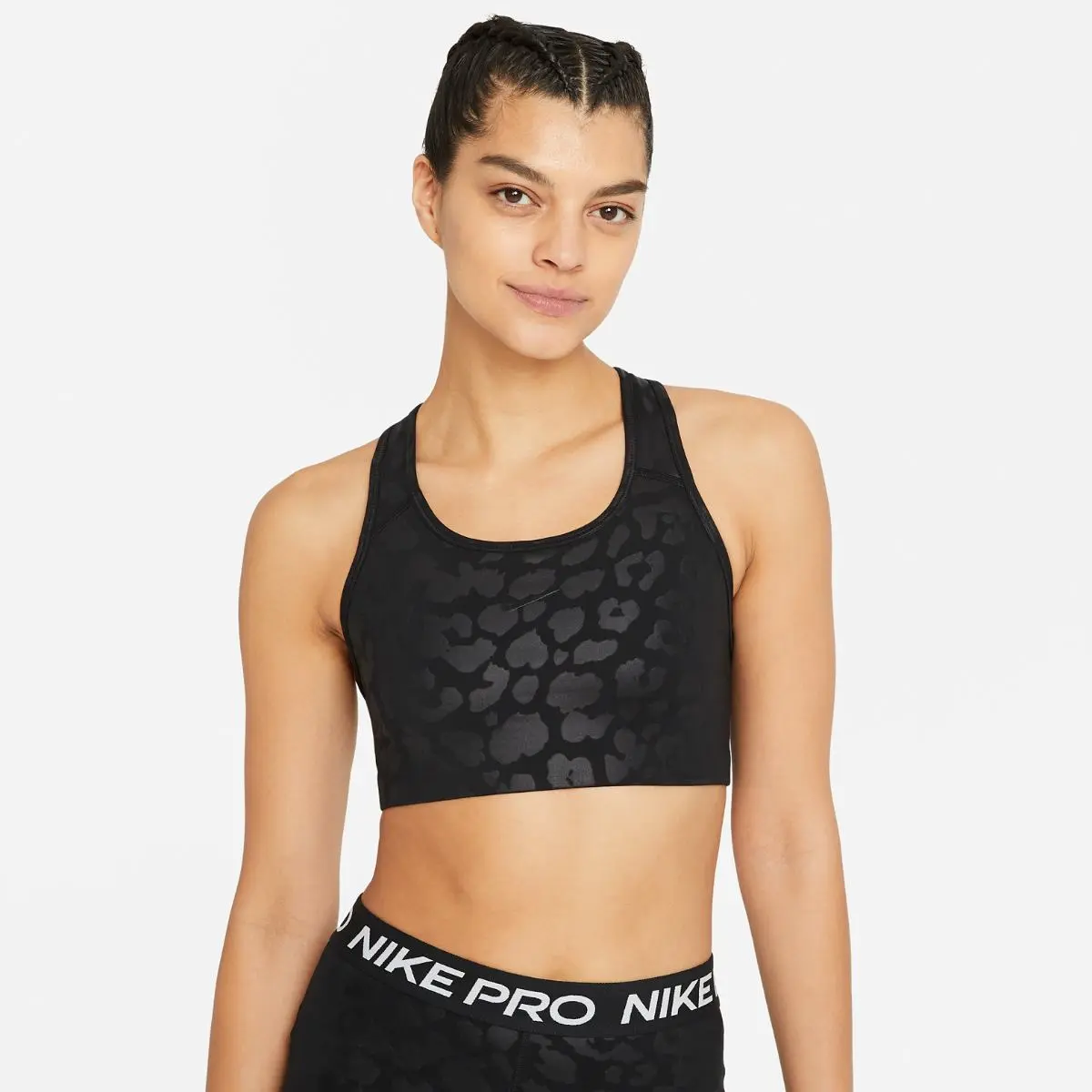 Спортивный топ женской Nike Np Df Swsh Lepard Shine Bra