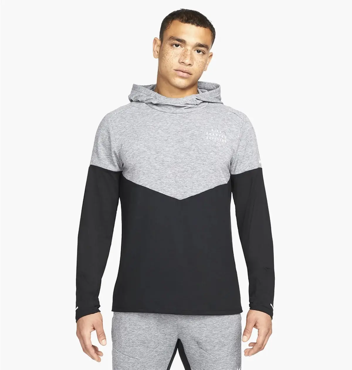 Кофта чоловіча Nike Mens Running Hoodie Black/Grey