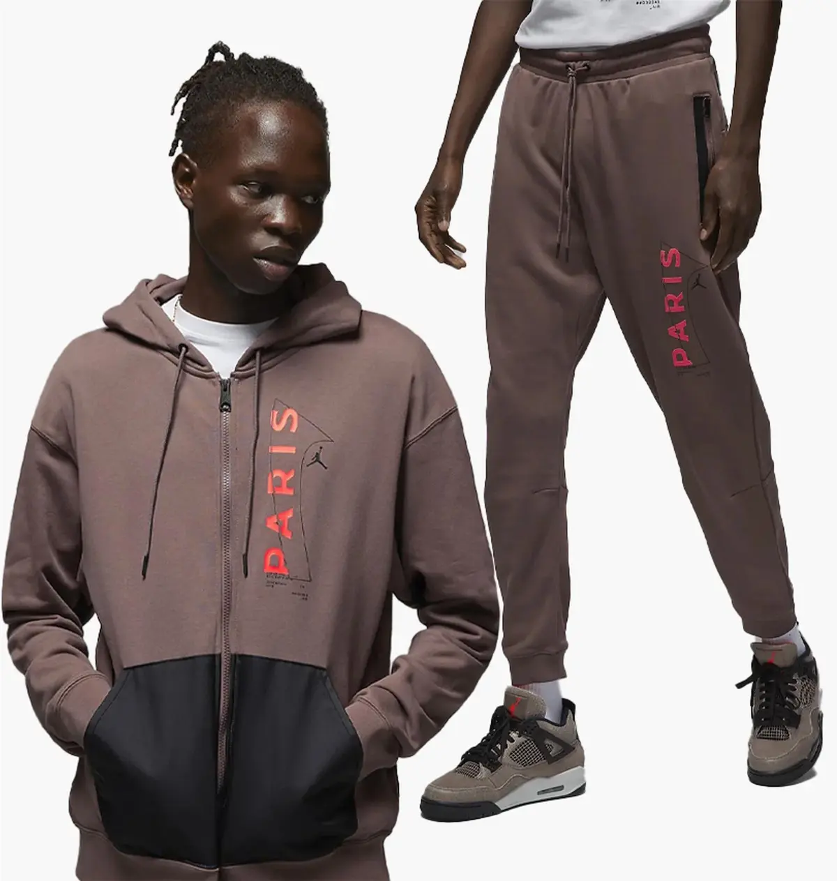 Спортивный костюм мужской Jordan X Paris Saint-Germain Full Zip-Fleece Hoodie Brown Dn6150-291&Dm3094-291