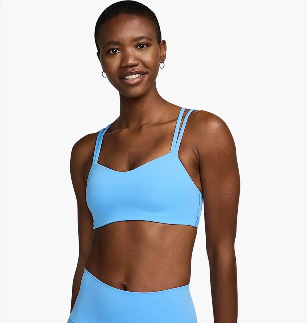 Спортивний топ жіночий Nike Zenvy Strappy Wo Light-Support Padded Sports Bra Light Blue/White