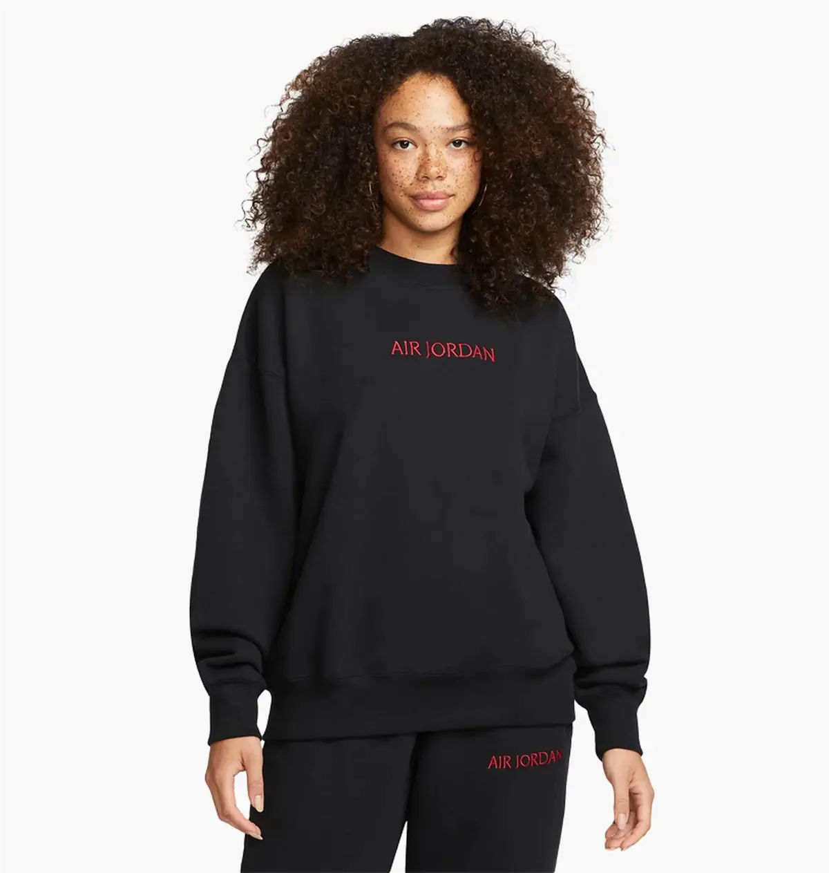 Кофта жіночі Jordan Woodwork W Fleece Crew Sweat Black/Gym Red