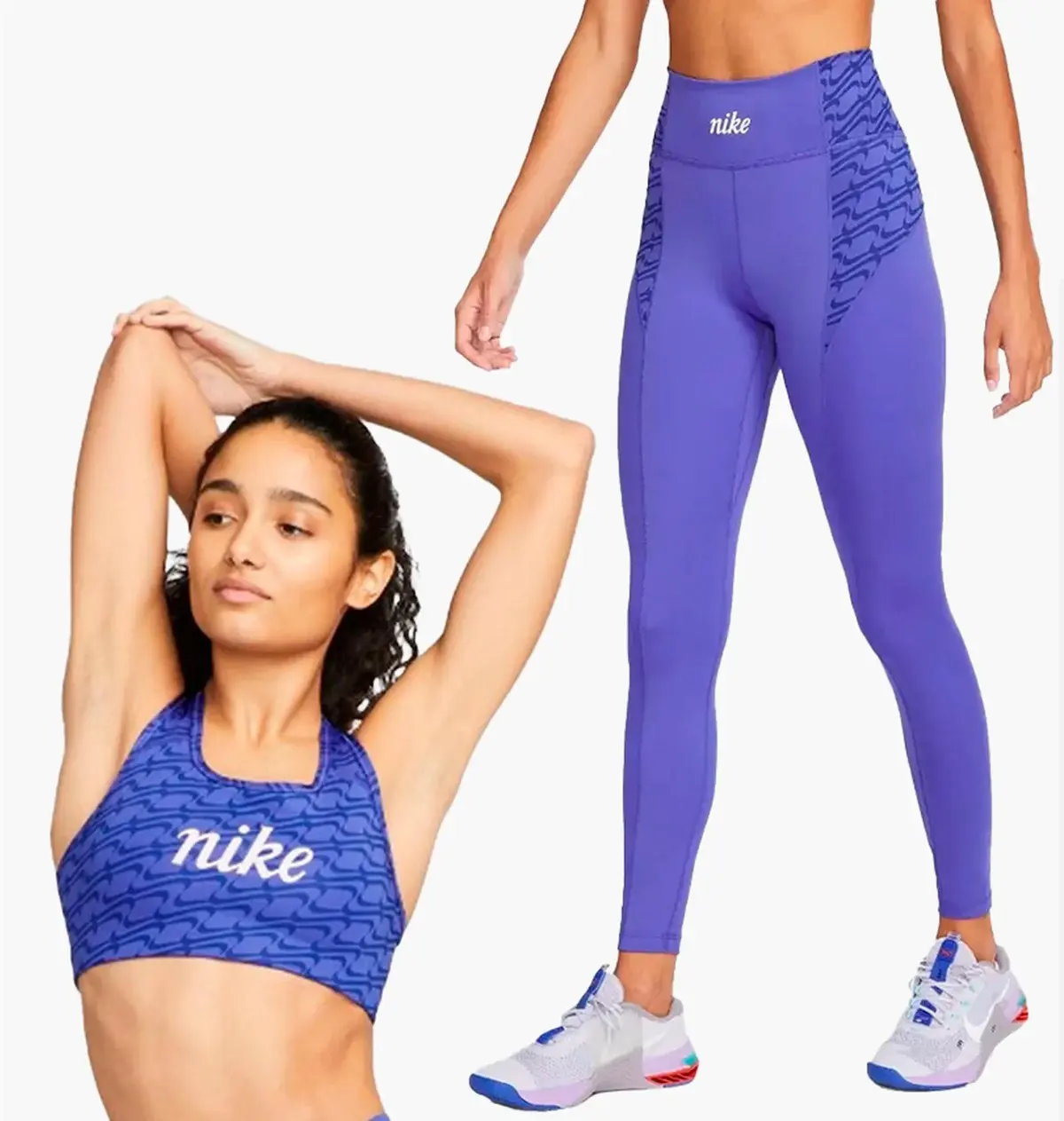 Спортивный костюм женской Nike Df Swsh Ic Aop Gx Bra One Df Mr Ic Tght Violet