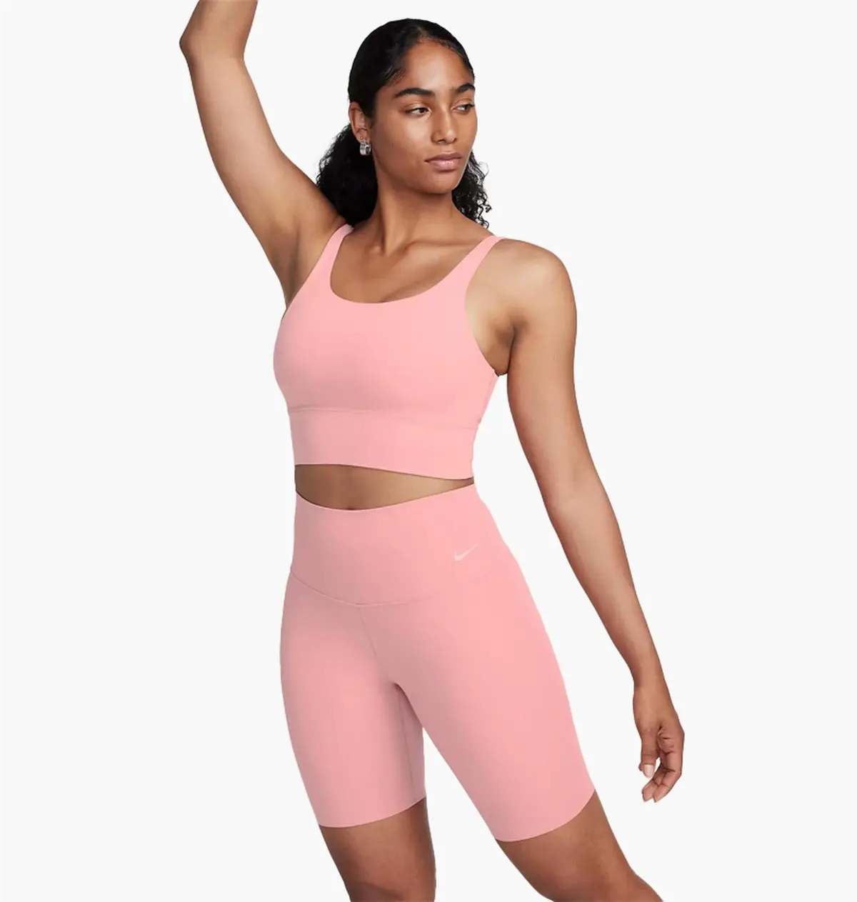 Спортивний топ жіночий Nike Zenvy Womens Gentle-Support High-Waisted 8 Biker Shorts Peach