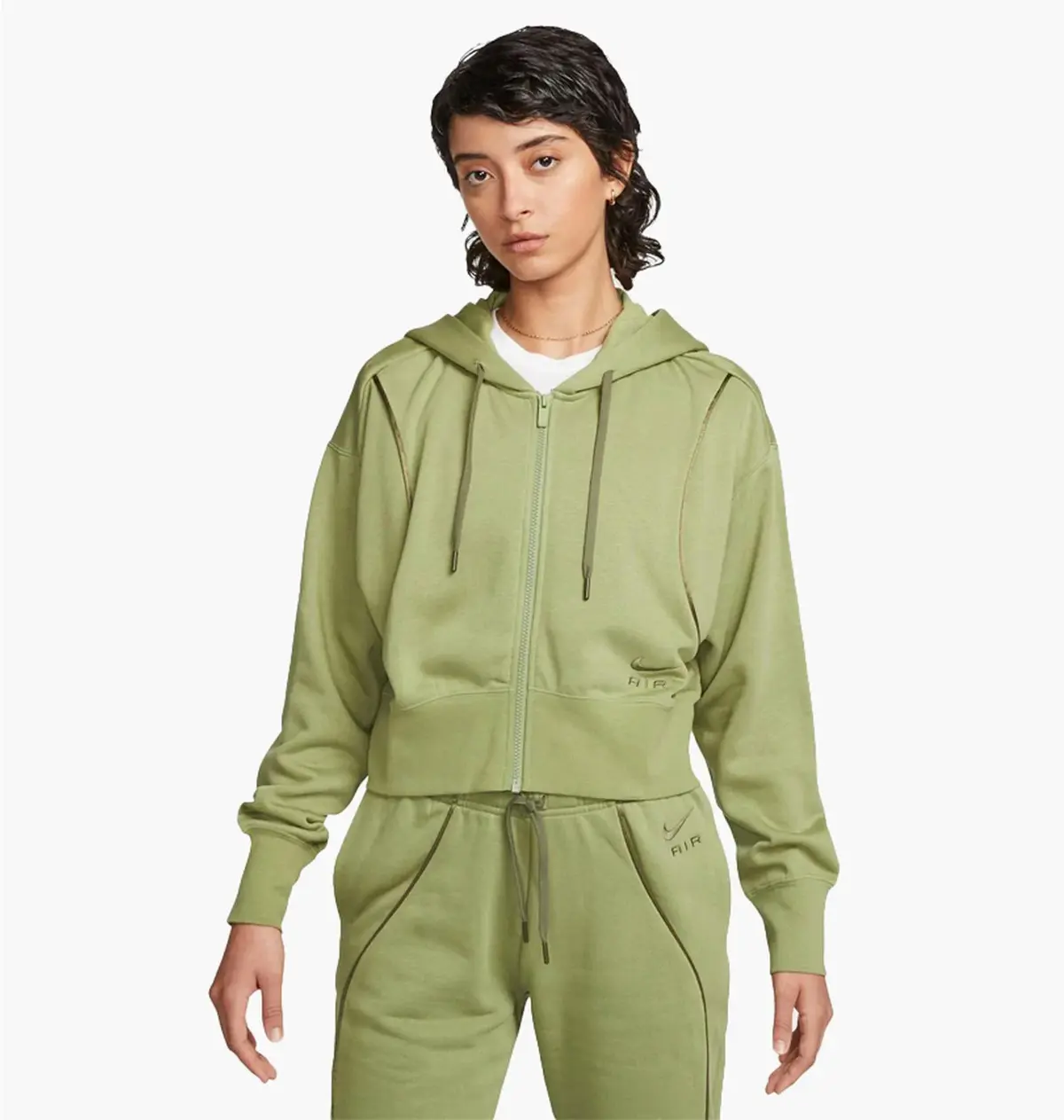 Кофта женские Nike Air Shine Full-Zip Fleece Hoodie Olive Dq6579-334