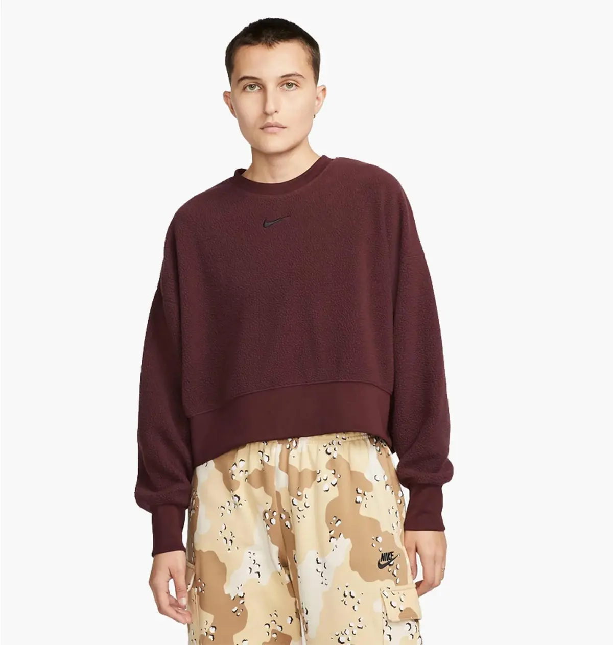 Кофта жіночі Nike Sportswear Plush Cropped Crewneck Sweatshirt Bordo Dq6844-652