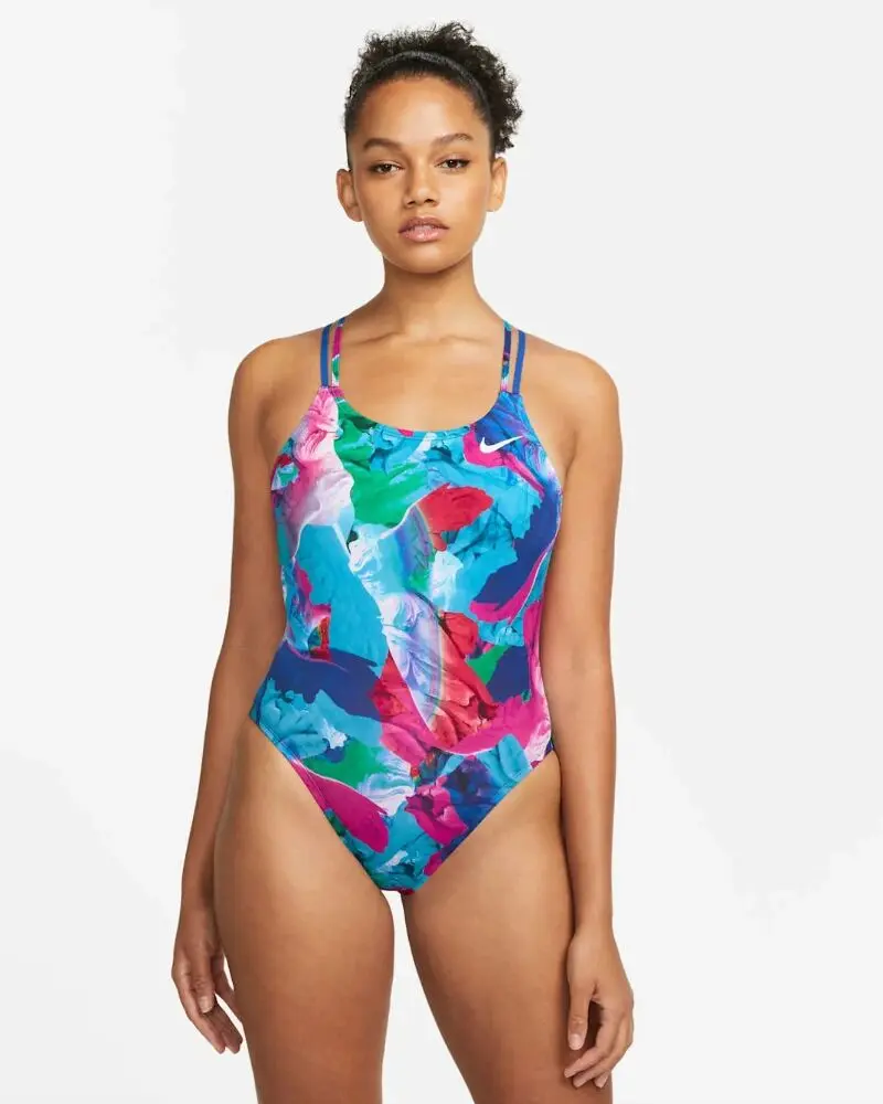 Купальник закритий жіночий Nike Hydrastrong Multiple Print фіолетовий DV0188-550