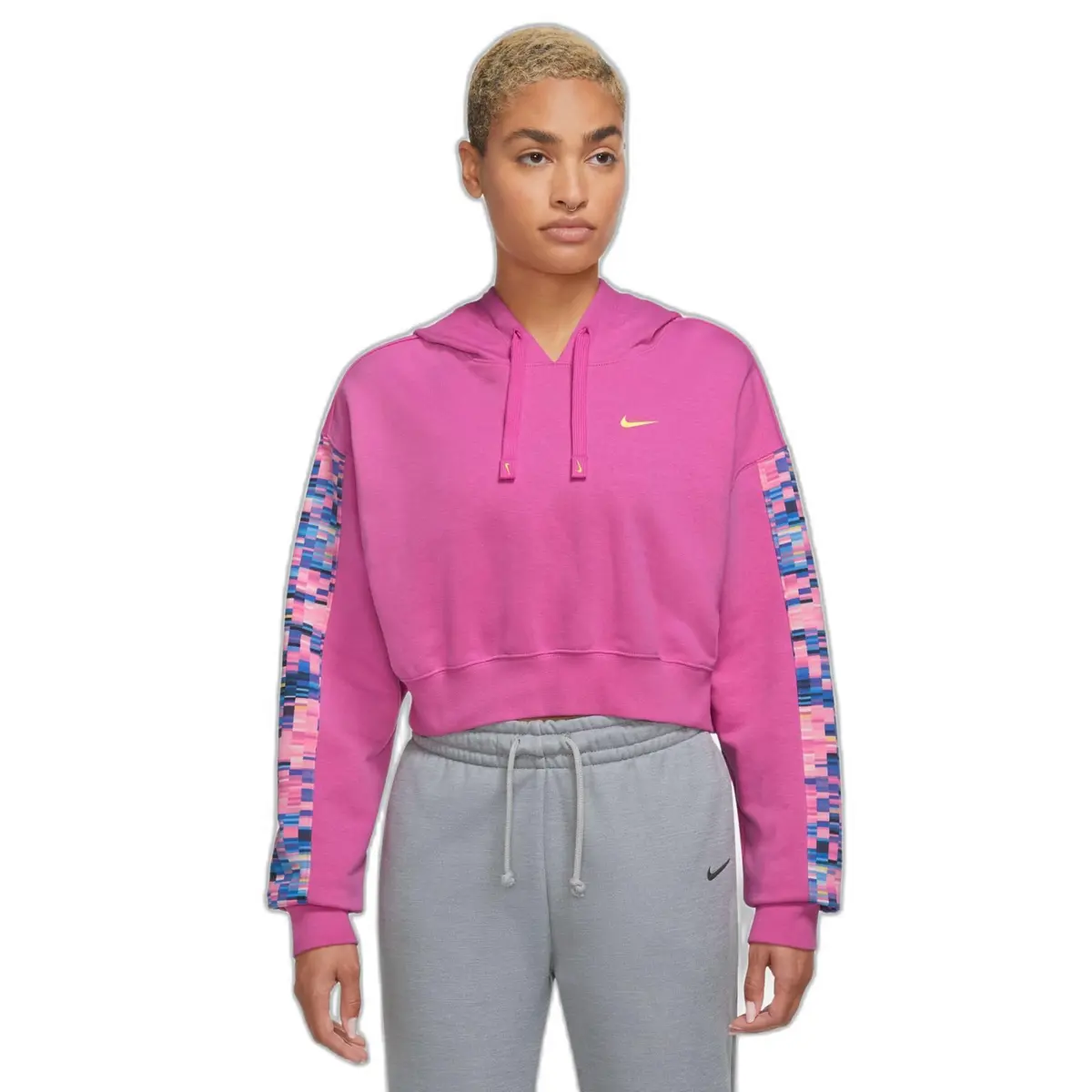 Кофта женские Nike Dri-Fit Gt Fit Hoodie Pro Allover Print Kadın Pembe Sweatshirt