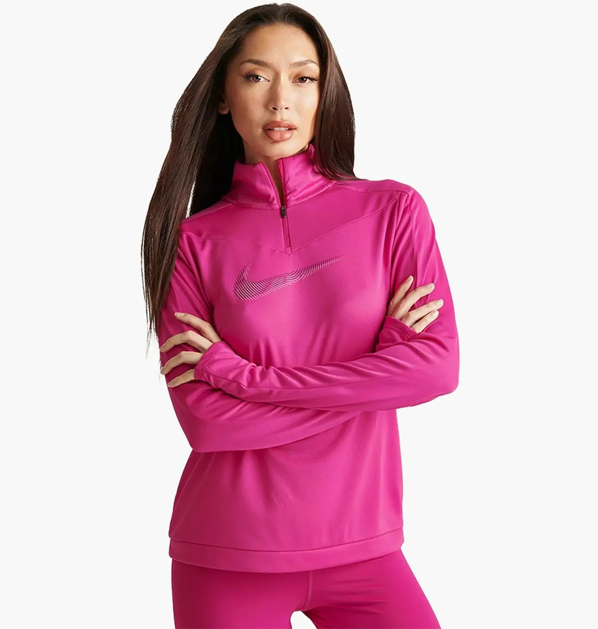 Кофта женские Nike Dri-Fit Swoosh Quarter-Zip Running Top Pink
