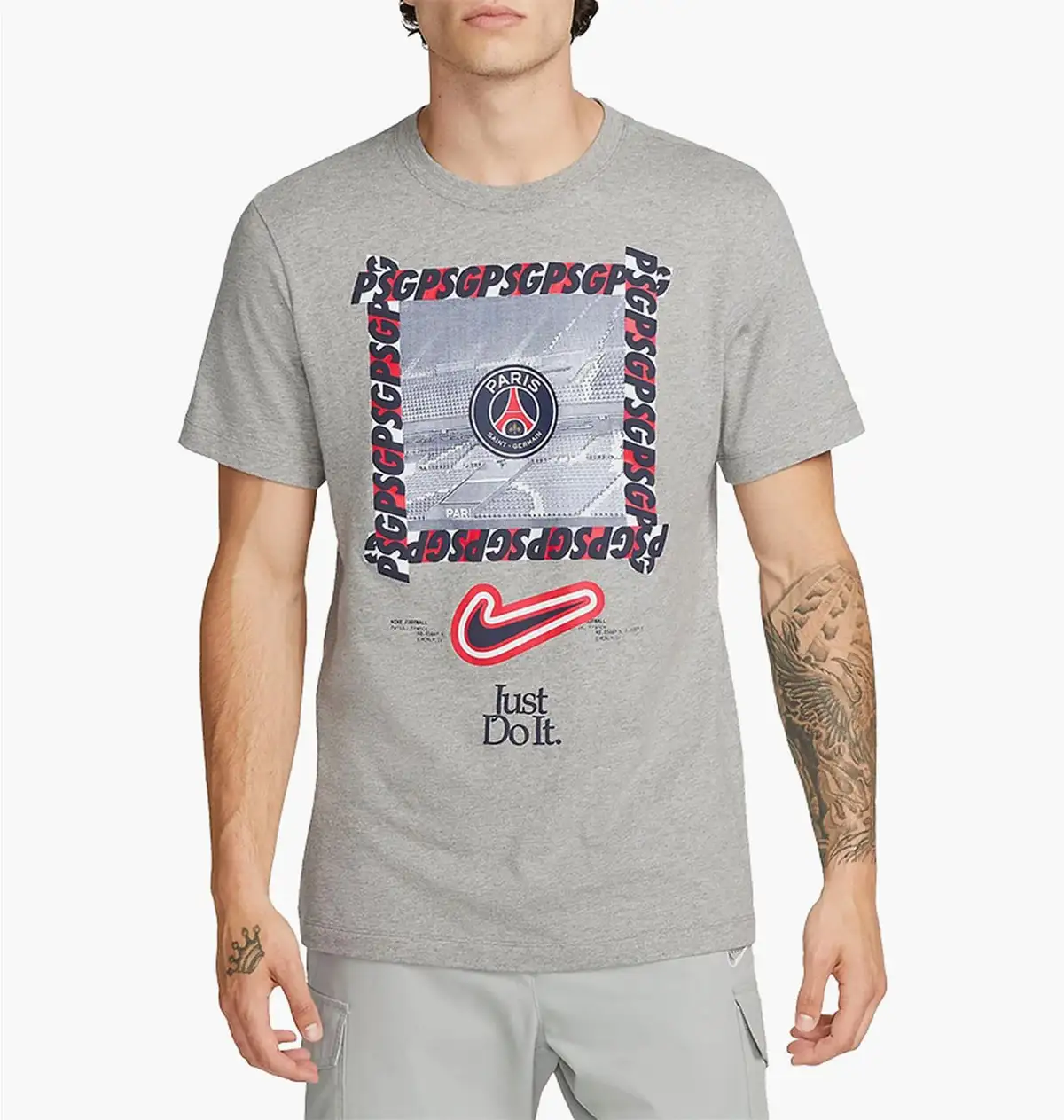Футболка чоловіча Nike T-Shirt Psg M Nk New Dna Tee Grey