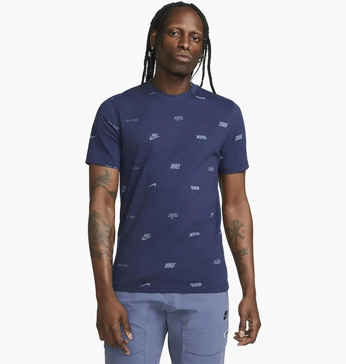 Футболка чоловіча Nike Club Allover Print T-Shirt Blue