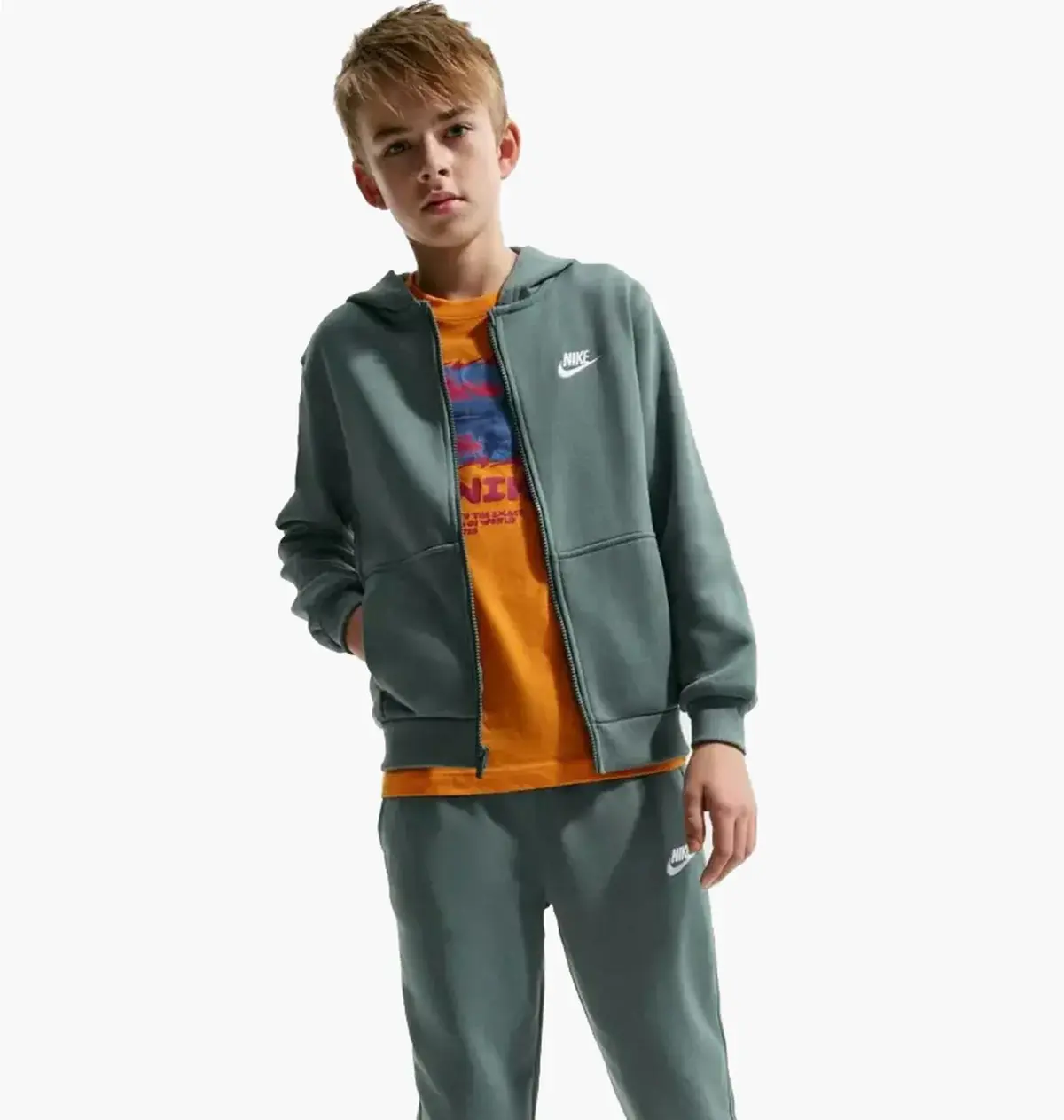 Свитер детской Nike Club Fleece French Terry Full-Zip Green