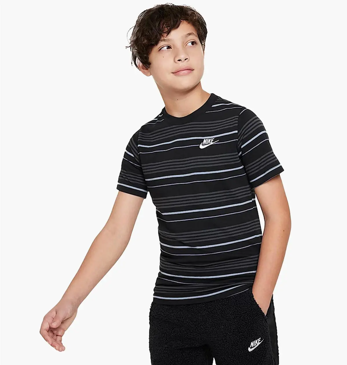 Футболка детская Nike Shirt K Nsw Tee Club Stripe, Black/Ashen Slate