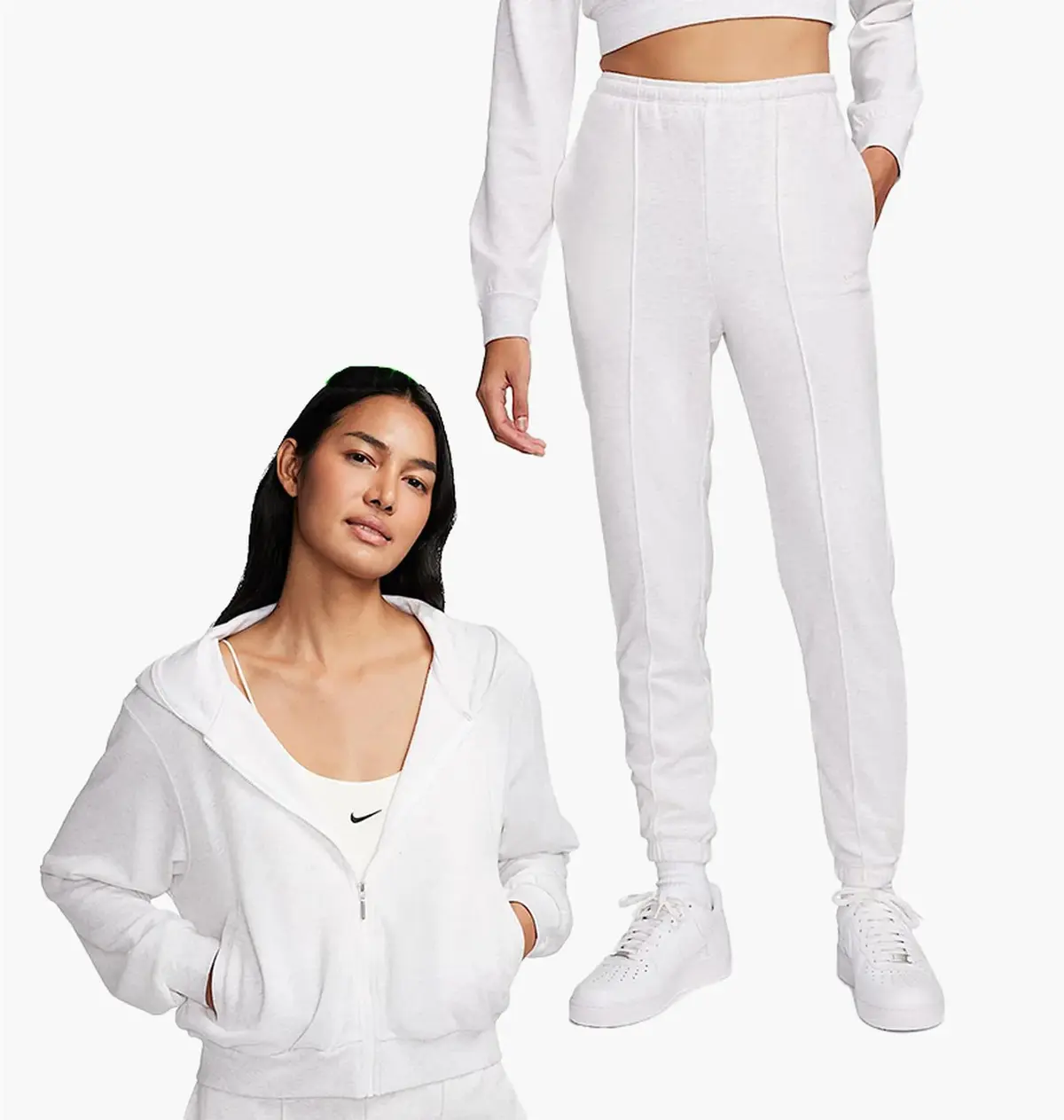 Спортивный костюм женской Nike Chill French Terry Fz Kadın Gri Sweatshirt White