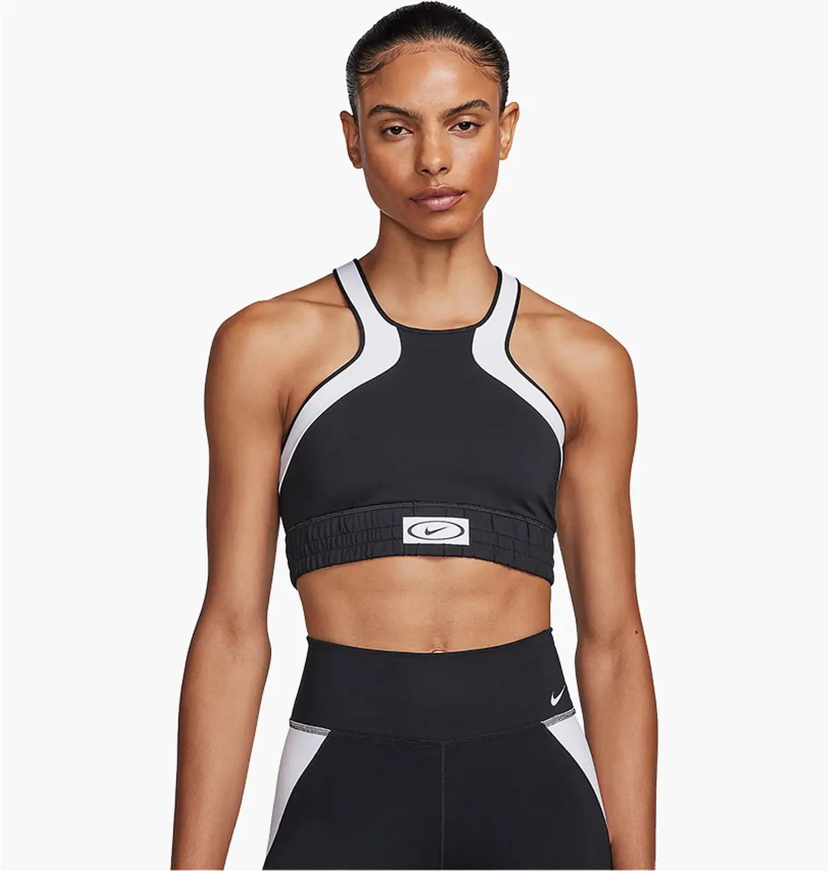 Спортивный топ женской Nike High Neck Womedium-Support Lightly Lined Color-Block Sports Bra Black