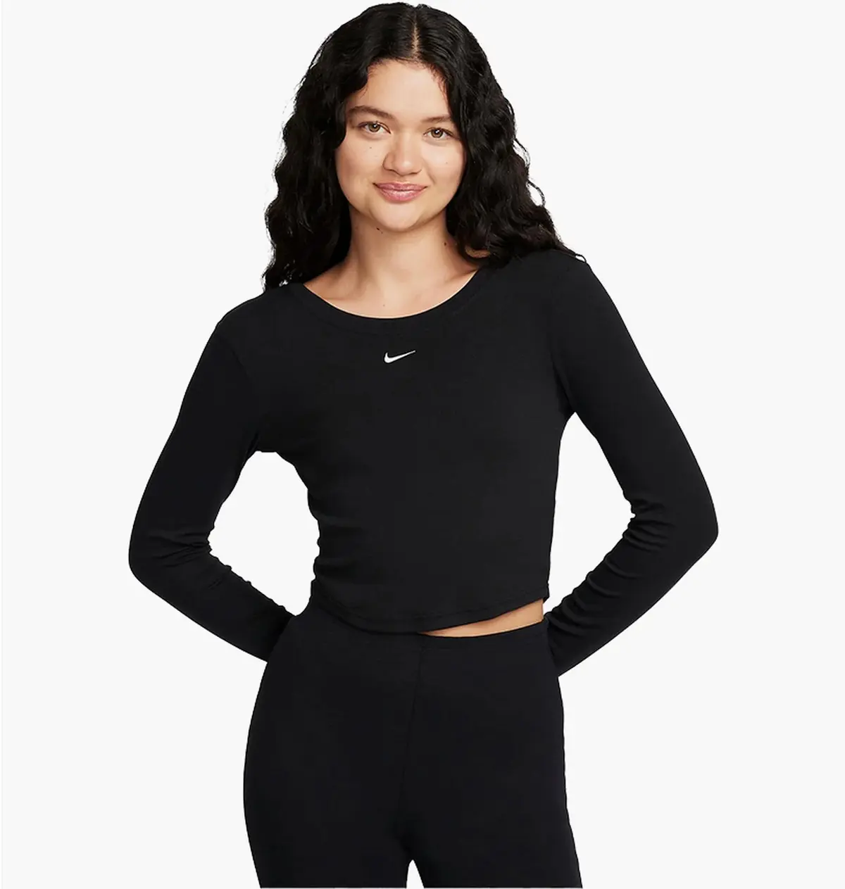 Кофта жіночі Nike Sportswear Chill Knit Tight Scoop-Back Long-Sleeve Mini-Rib Top Black