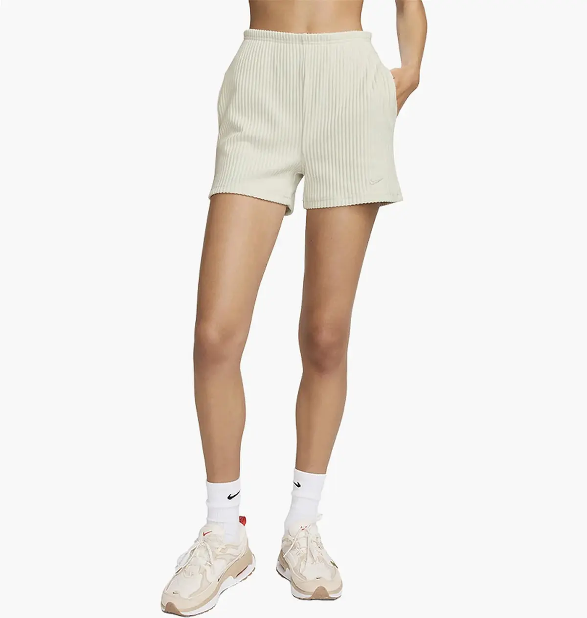 Шорти жіночі Nike Sportswear Chill Knit High-Waisted Slim 3 Ribbed Shorts Beige