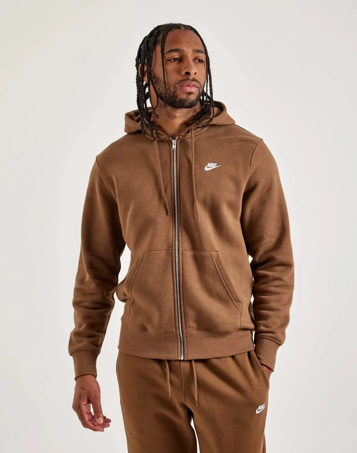 Кофта мужская Nike Club Full-Zip Fleece коричневая FN3861-235