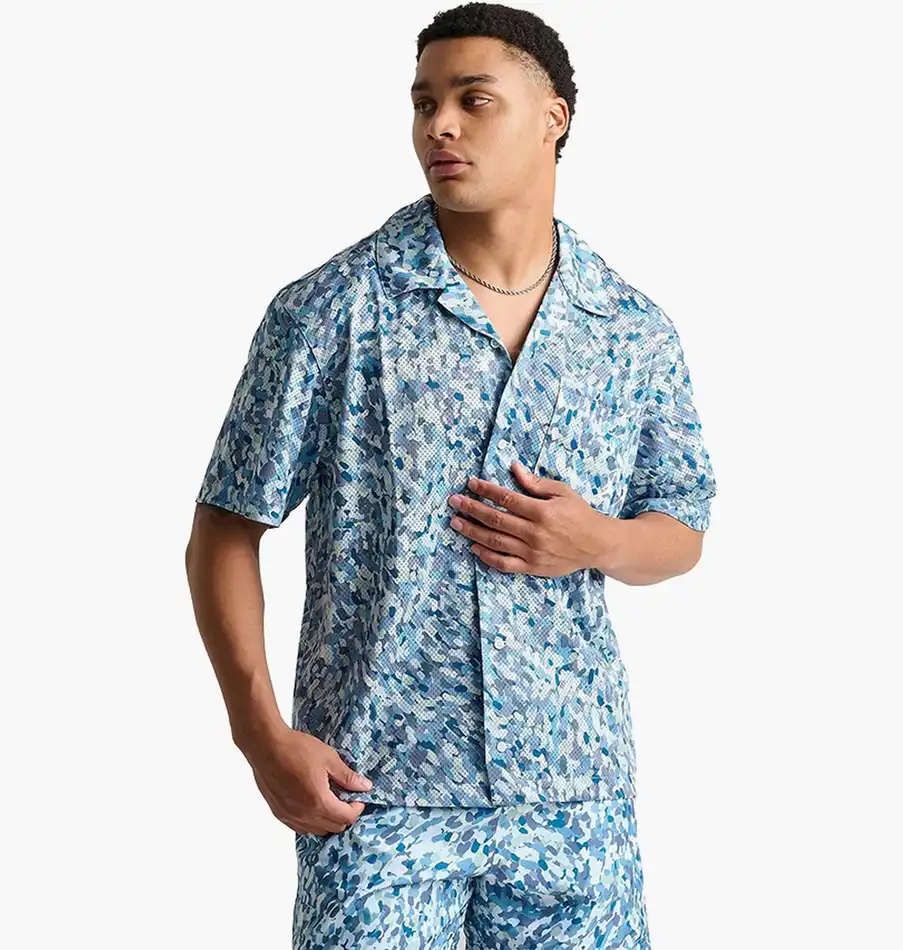 Кофта мужская Jordan Essentials Allover Print Button-Down Poolside Top Light Blue