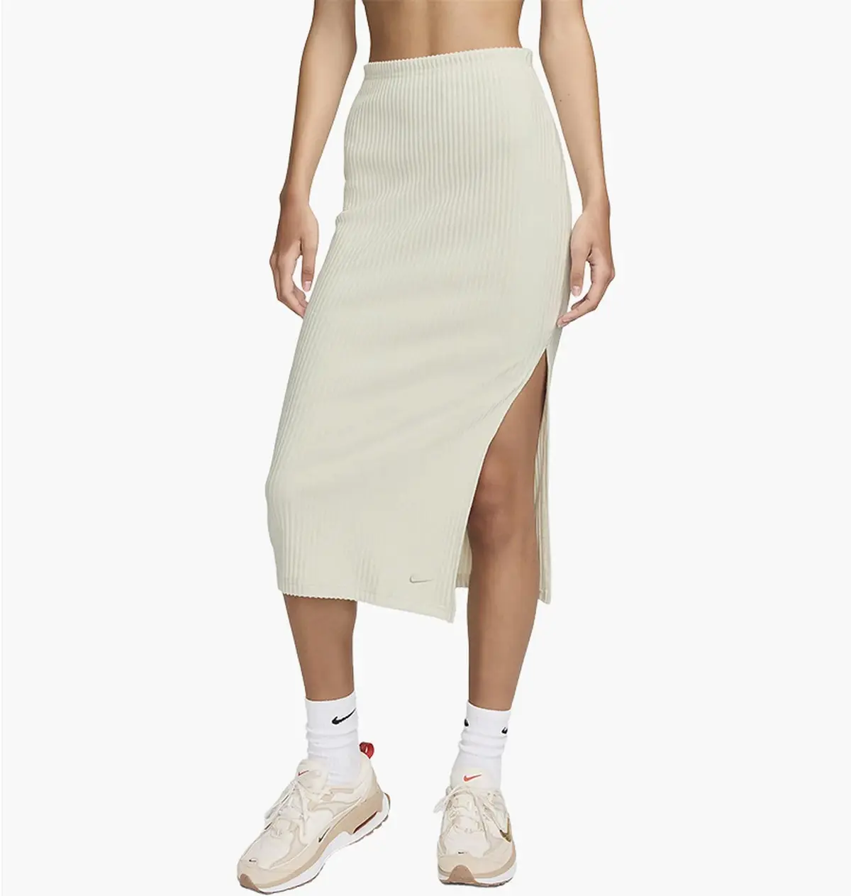 Платье женское Nike Sportswear Chill Knit Slim Ribbed Midi Skirt Beige