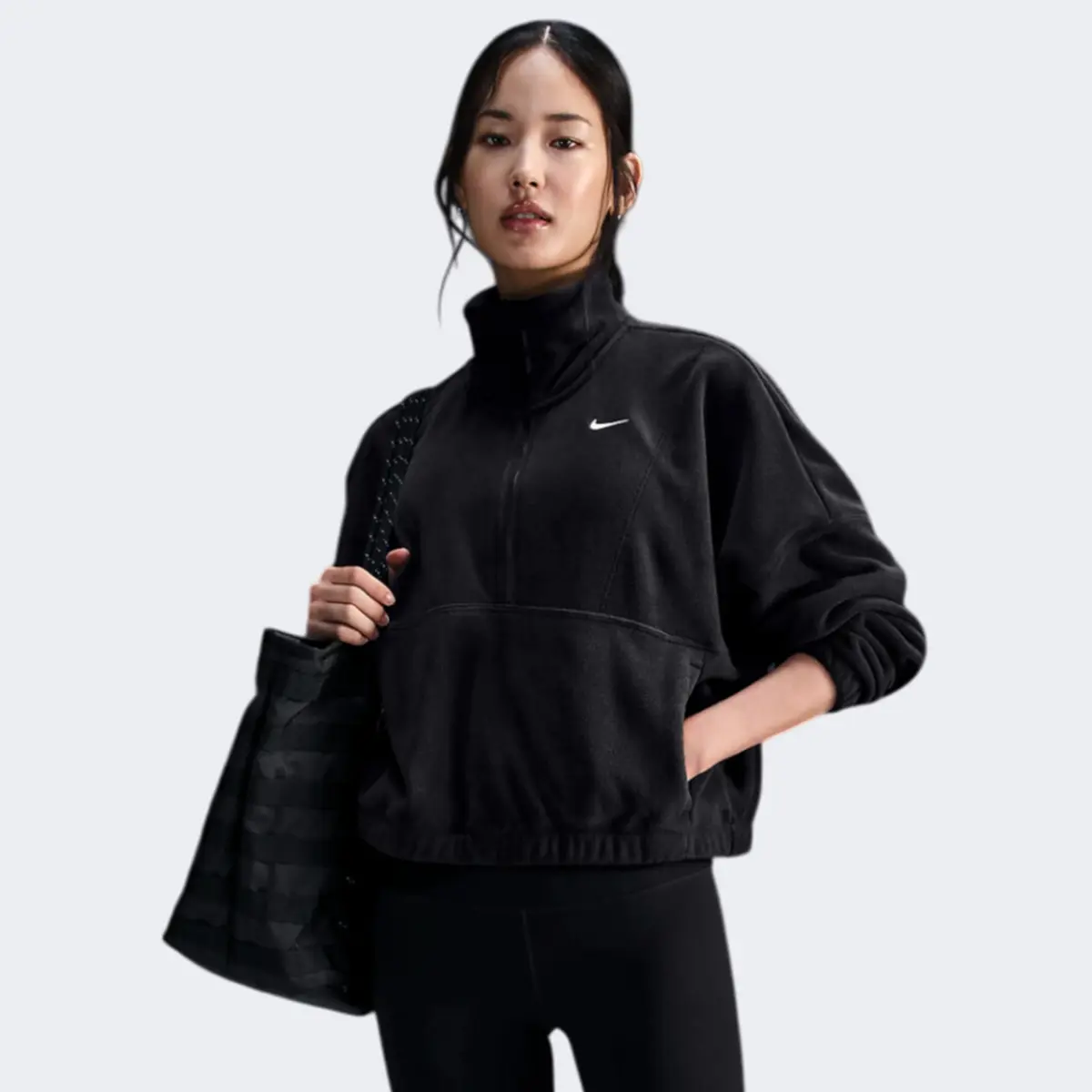Кофта женская Nike W Nk One Tf Hz Top Polar черная FV7955-010
