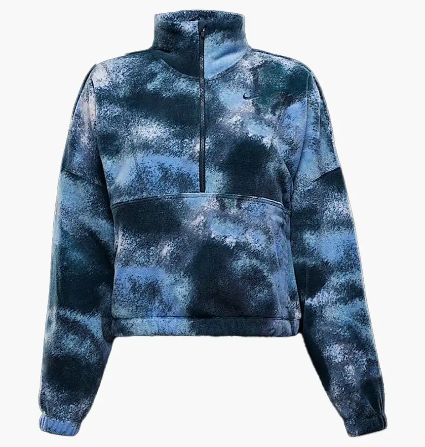 Кофта жіночі Nike One Therma-Fit Oversized 1/2-Zip Fleece Printed Top Camo/Blue