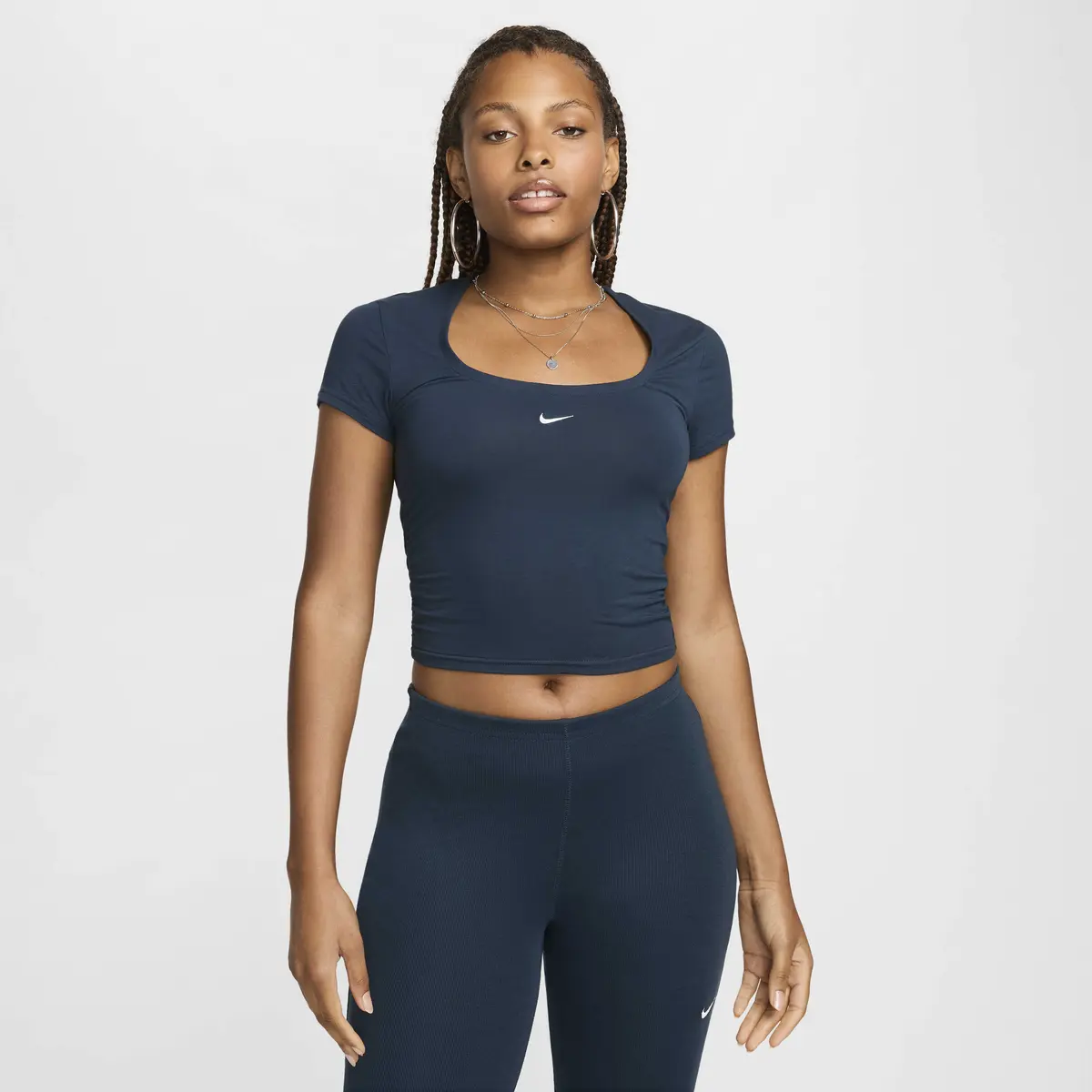 Футболка женская Nike Sportswear Chill Knitshort-Sleeve Square-Neck Top