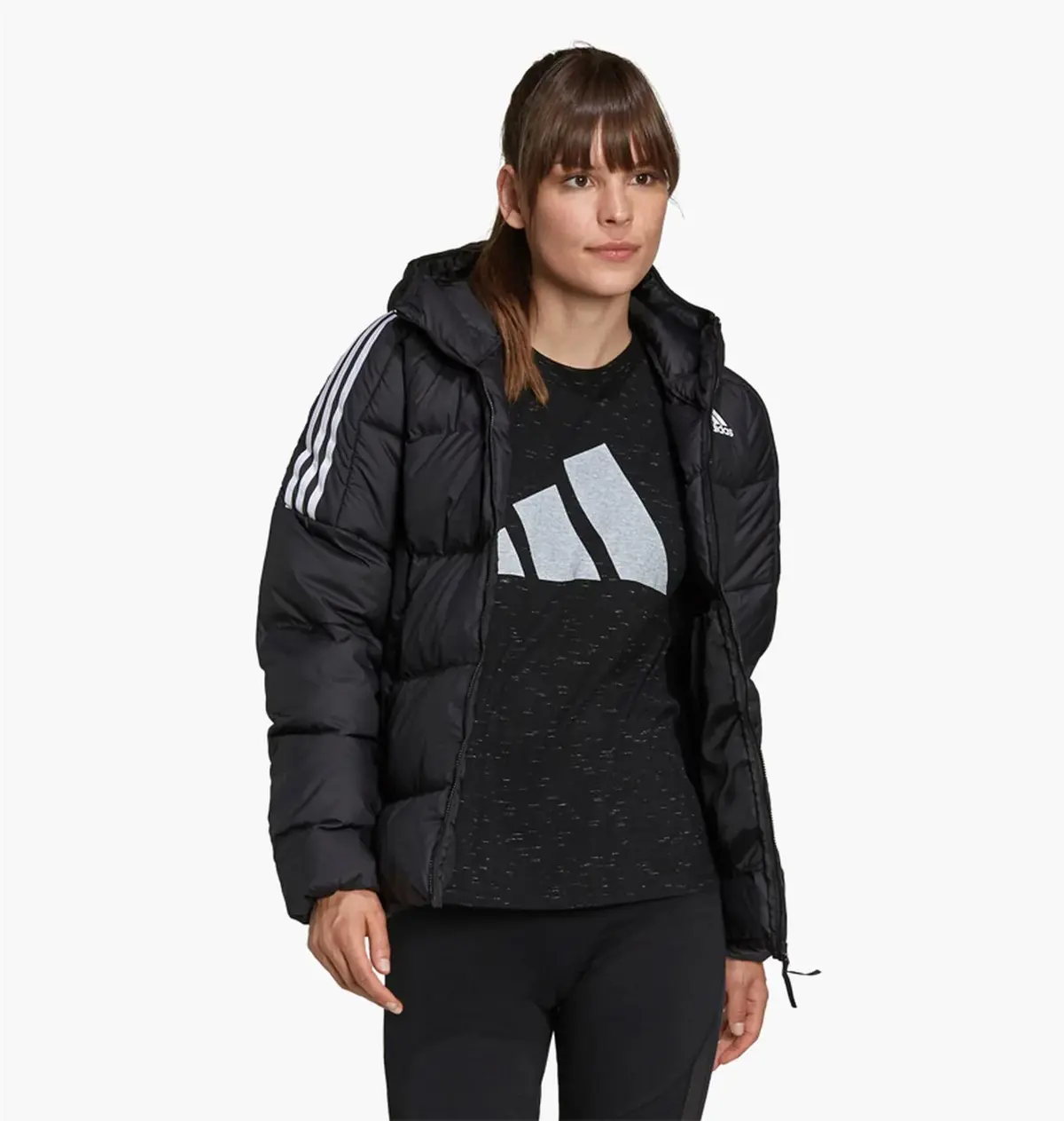 Куртка женская Adidas Essentials Midweight Down Hooded Jacket Black Gt9175