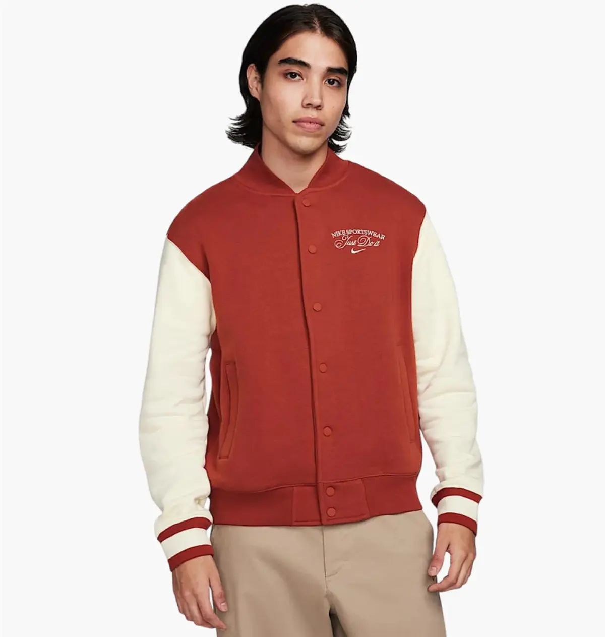 Бомбер мужской Nike Nsw Trend Varsity Jkt Flc Red