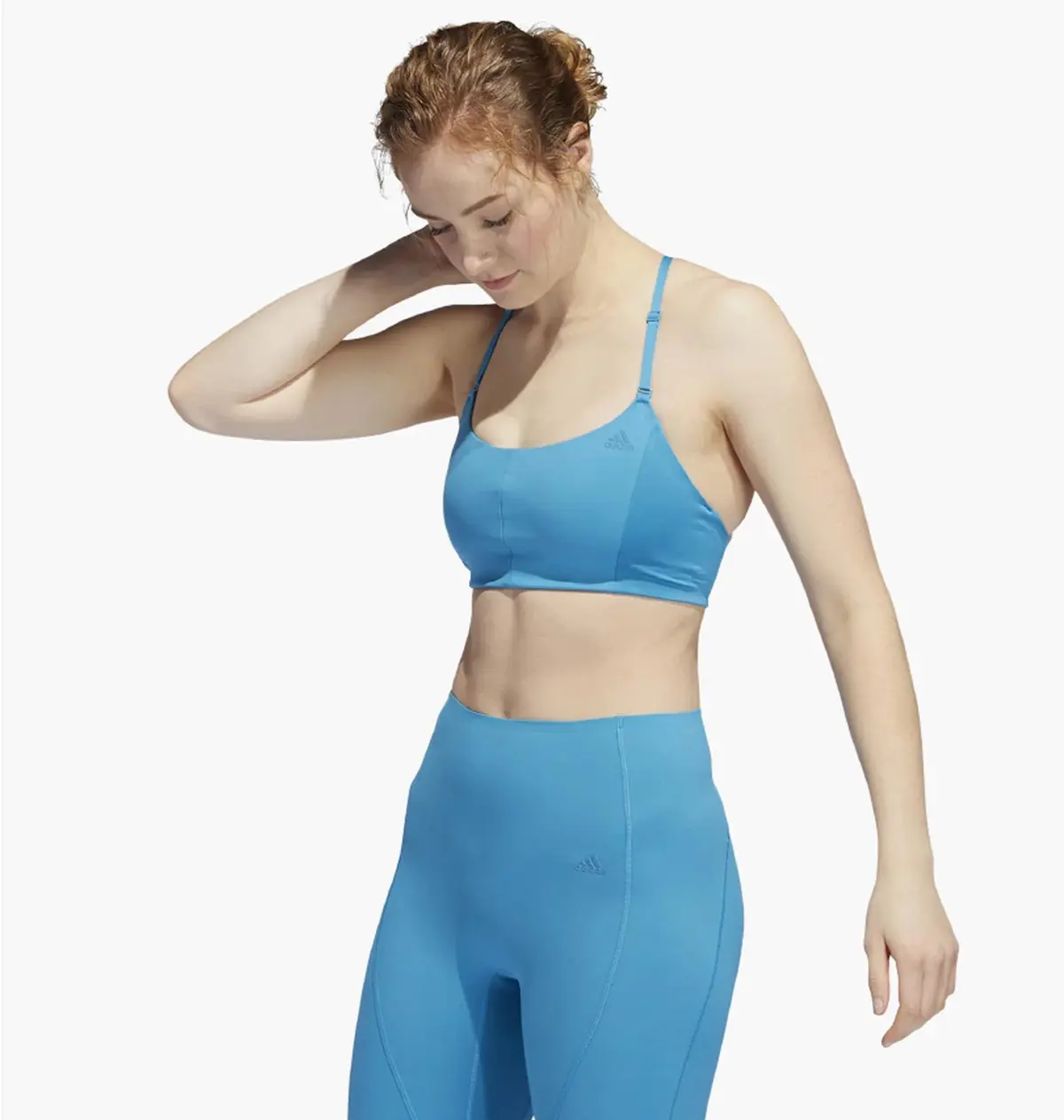 Спортивный топ женской Adidas Yoga Studio Light-Support 3-Stripes Bra Blue Hh9127
