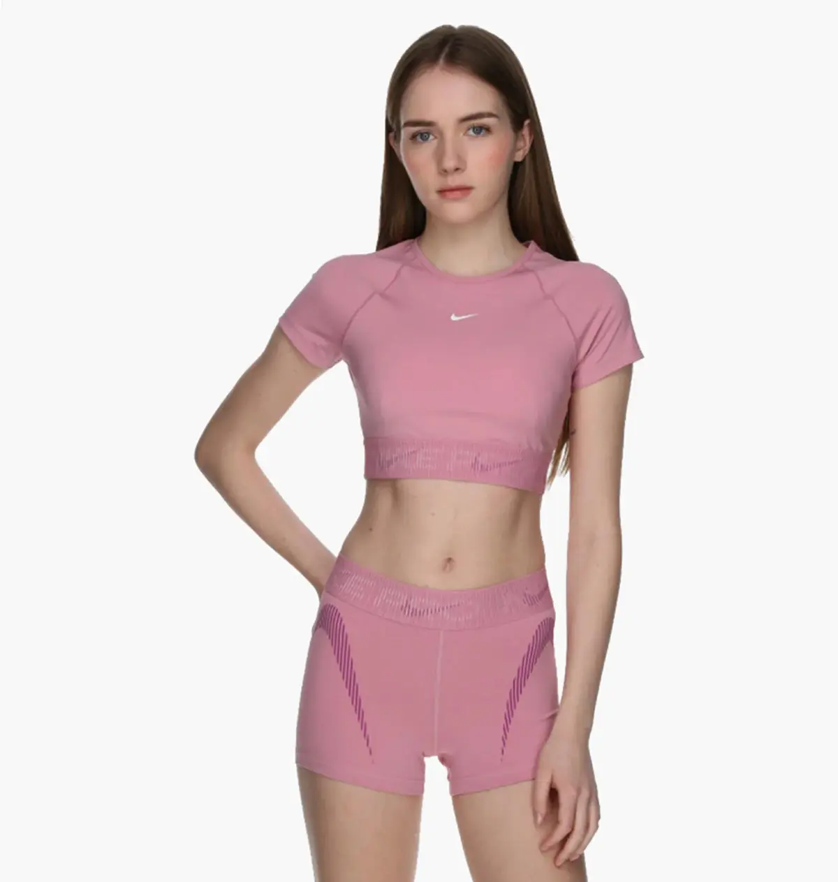 Спортивний топ жіночий Nike Dri-Fit Short-Sleeve Cropped Graphic Top Pink