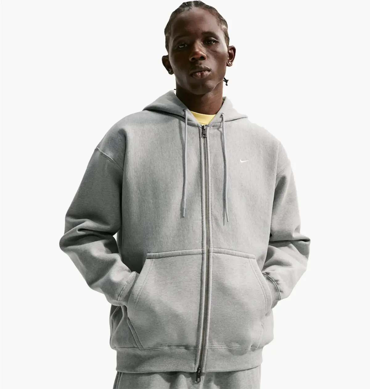 Кофта чоловіча Nike Solo Swoosh Full-Zip Fleece Grey