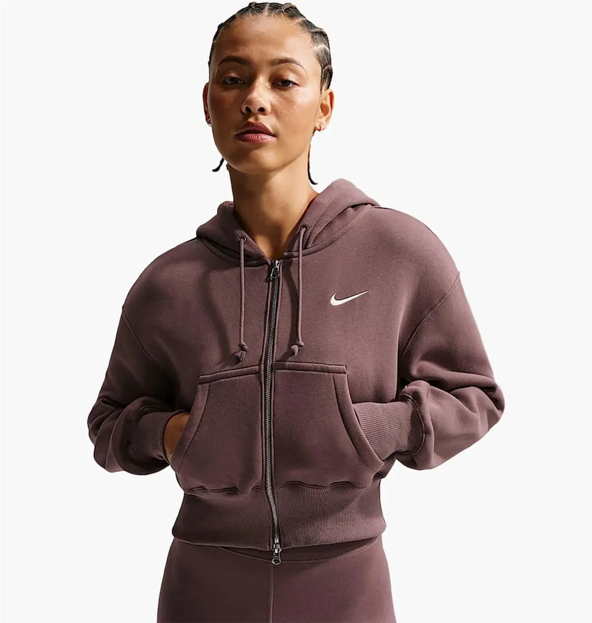 Кофта женские Nike W Phnx Flc Crop Brown
