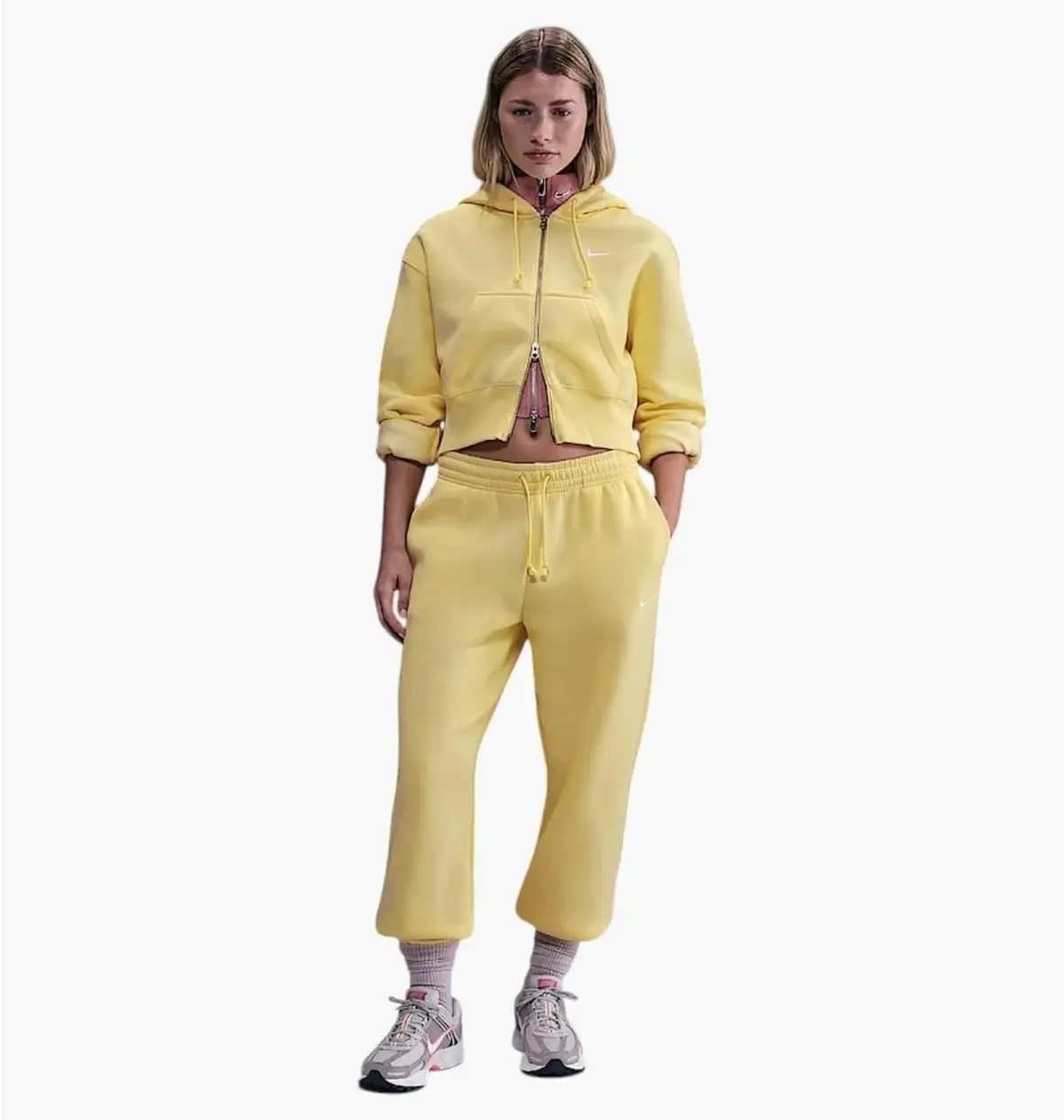 Кофта женские Nike W Phnx Flc Crop Yellow